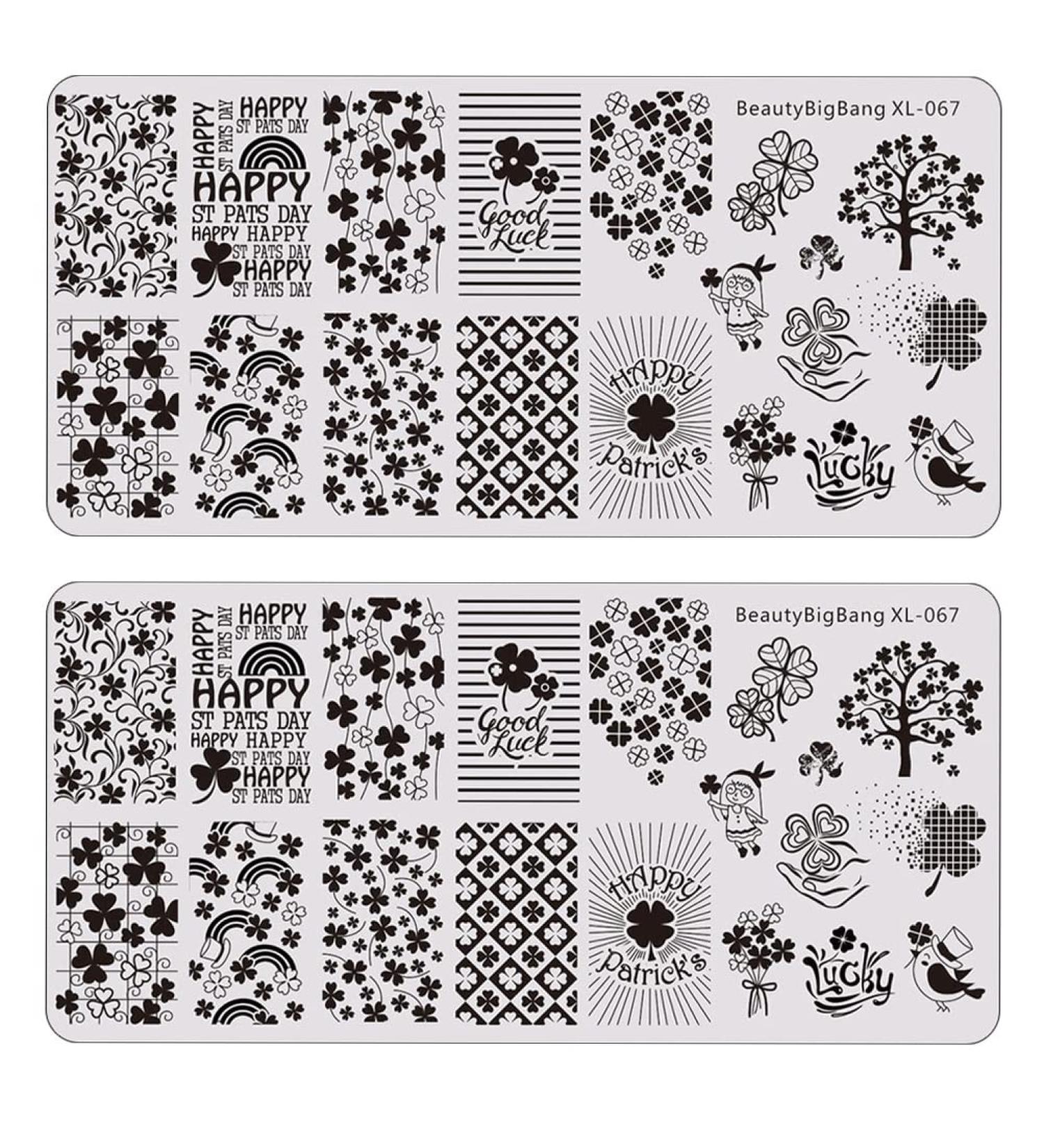 EXCEART Nail Art Stamp Set - 2pcs Patrick's Day Stamping Templates for Manicure | Metal Nail Printing Plates - Buy Online on GoSupps.com