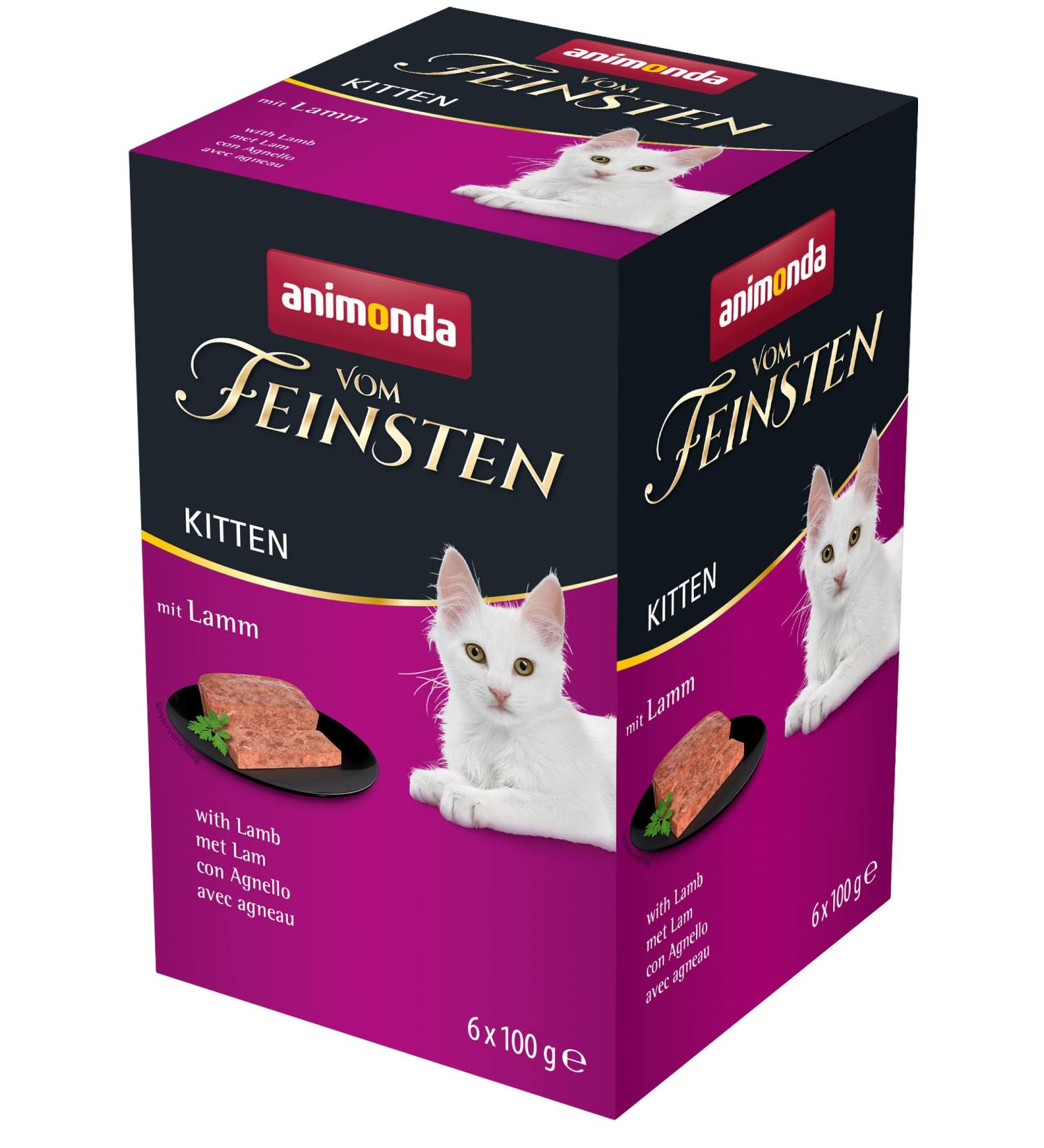 animonda Vom Feinsten Kitten wet food for growing cats in their first year of life with lamb 6 x 100 g