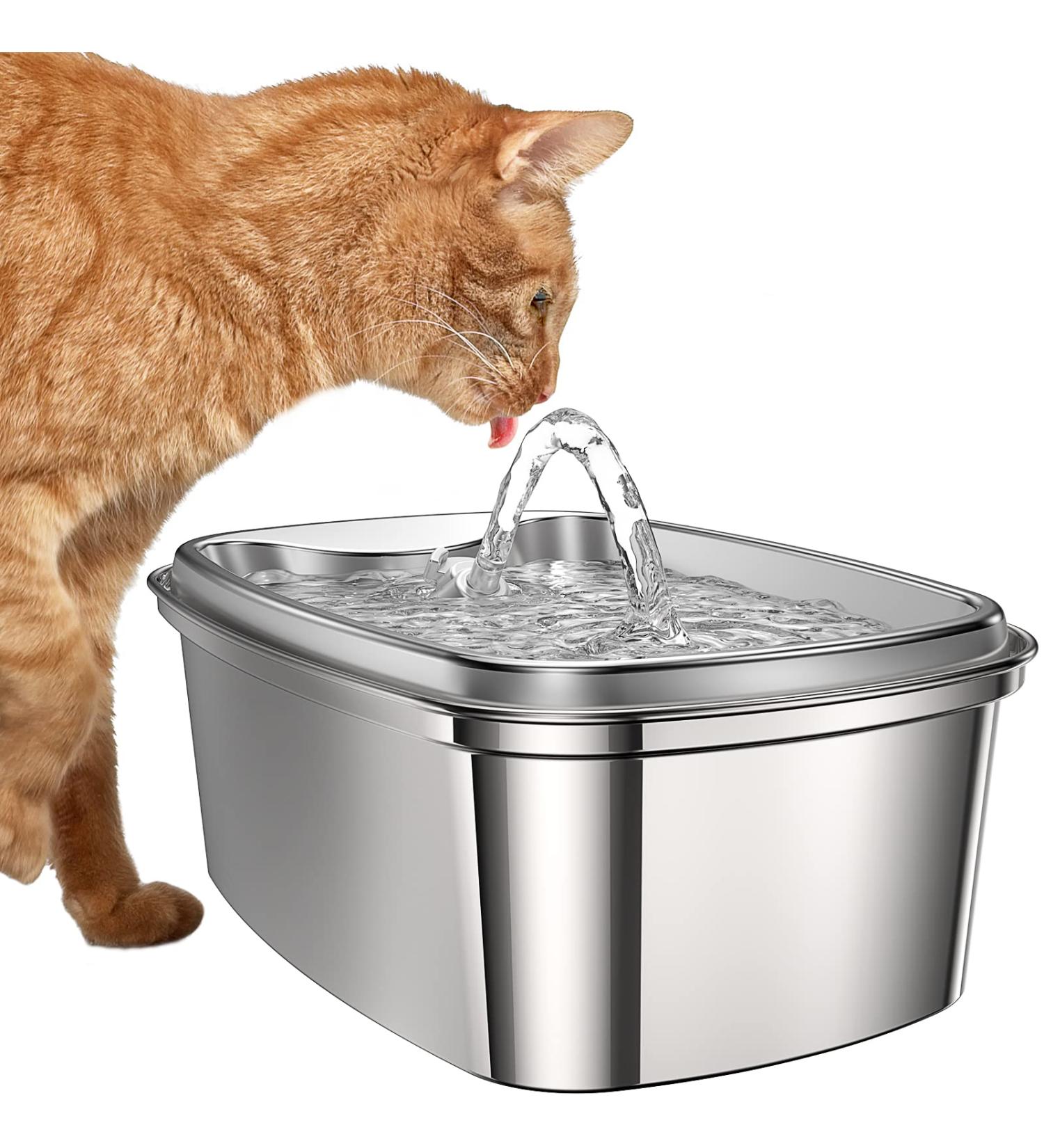 OlarHike Stainless Steel Cat Water Fountain - 61oz/1.8L Automatic Pet Dispenser with Quiet Pump & Adjustable Flow - Dishwasher Safe - For Cats and Dogs - Buy Online on GoSupps.com