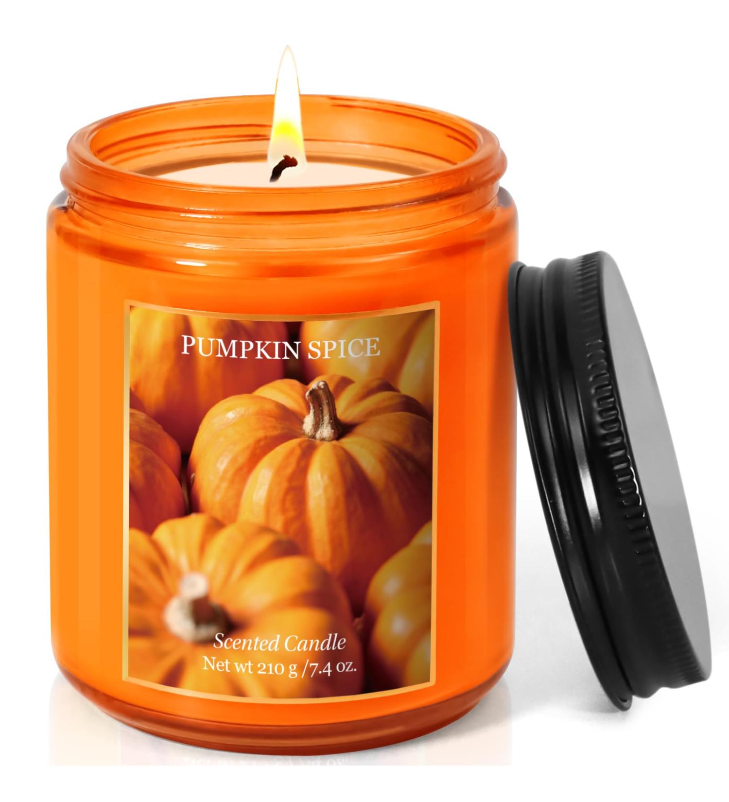 LASENTEUR Pumpkin Spice Candle Scented Candle Natural Soy Wax Candle Glass Ja r Candle Gifts for Halloween Autumn Candle Fall Candle Candle Gifts for Halloween Decoration Pumpkin Pie - Buy Online on GoSupps.com