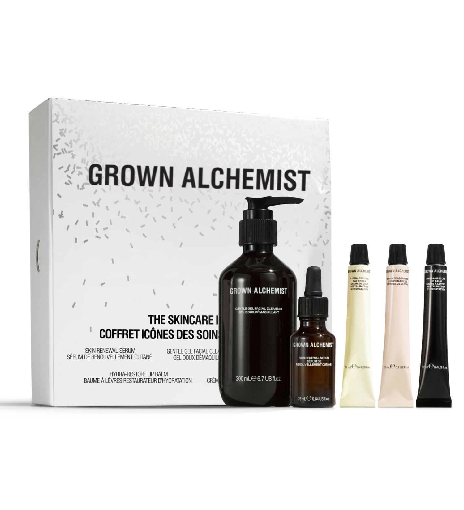 Grown Alchemist Skincare Icons Holiday Gift Set Kit Hydra-Restore Lip Balm Gentle Gel Facial Cleanser Hydra-Restore Day Cream Skin Renewal Serum & Skin Defense Primer. Hydrating & Anti-Aging Set - Buy Online on GoSupps.com