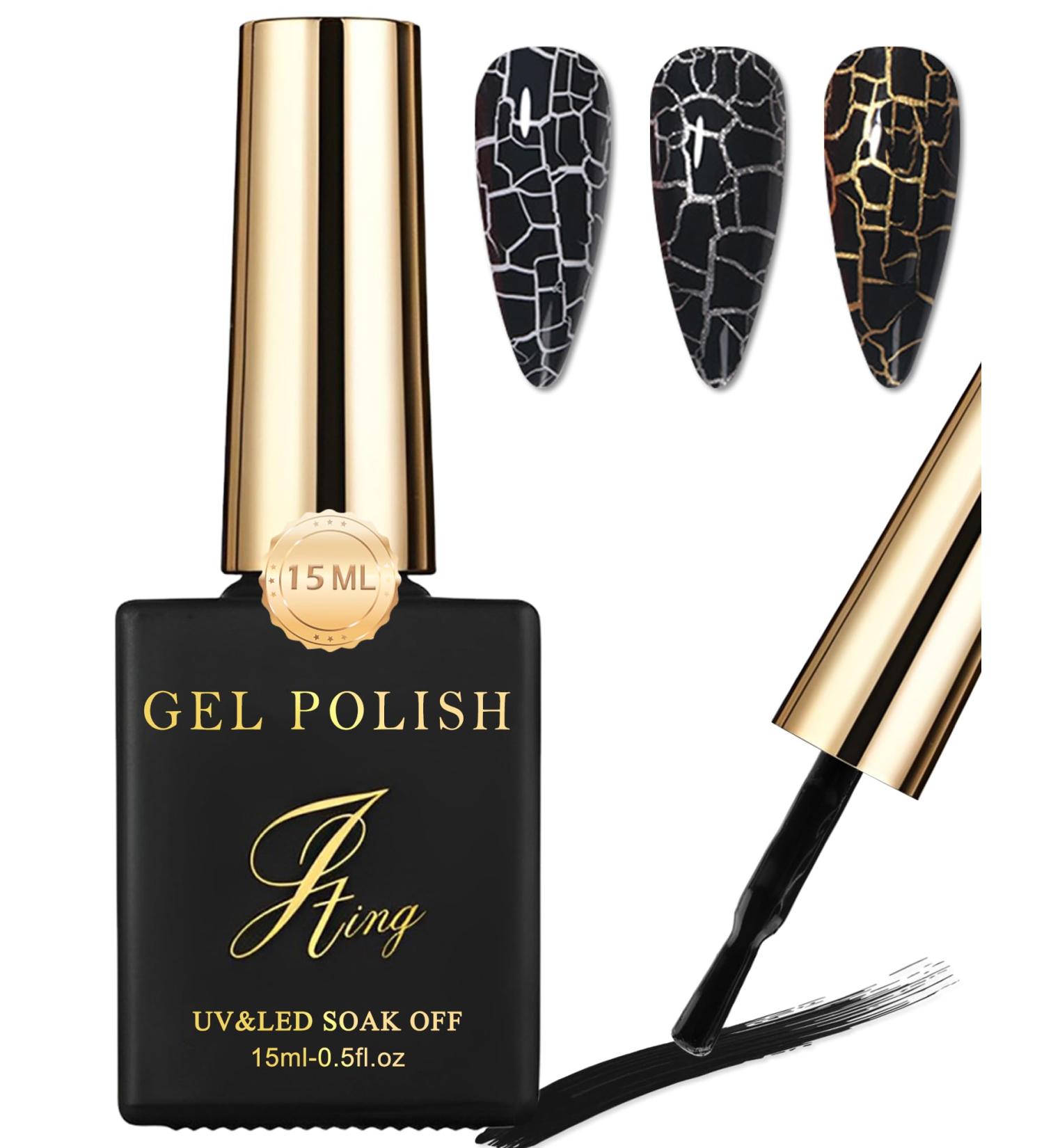 3D Crackle Gel Nail Polish - Magic Black Crackle Nail Gel for Unique Patterns | Long-lasting Air-drying DIY Nail Art for Women | 12ml - Buy Online on GoSupps.com