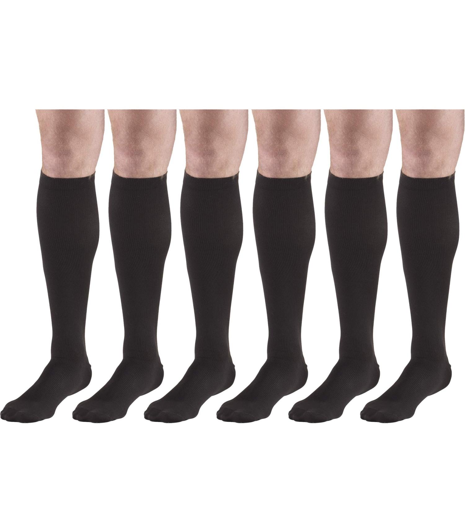 Compression Socks 20-30 mmHg for Men | Knee High Dress Socks - Black X-Large (6 Pairs) | Best for Travel & Everyday Comfort - Buy Online on GoSupps.com