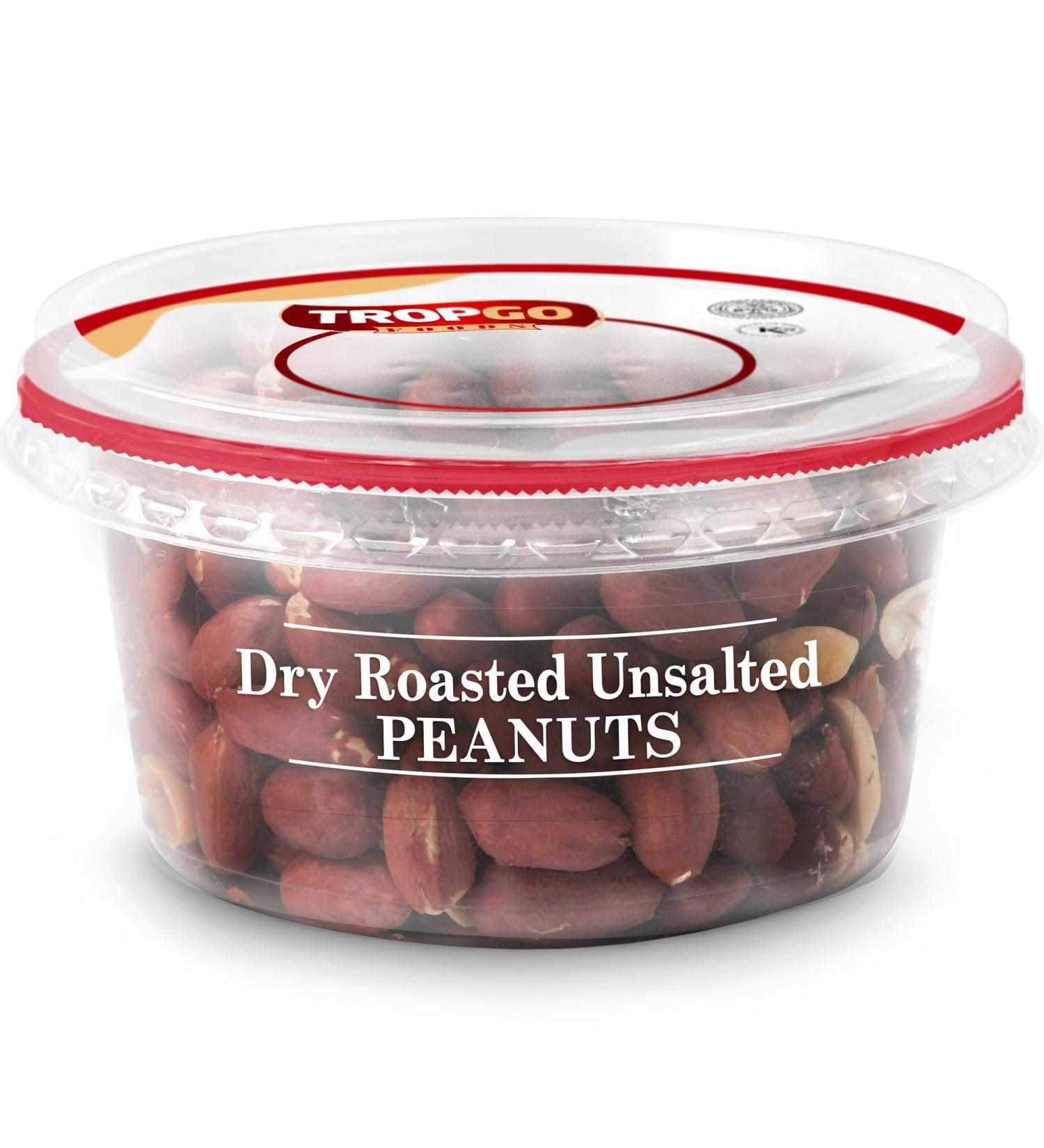 Tropgo Roasted Unsalted Peanuts 200g Tub - Peanuts in Resealable and Recyclable Tub - Wholesome Trail Mix with Fibre Protein and Essential Minerals - Healthy Nuts for All Ages - Buy Online on GoSupps.com