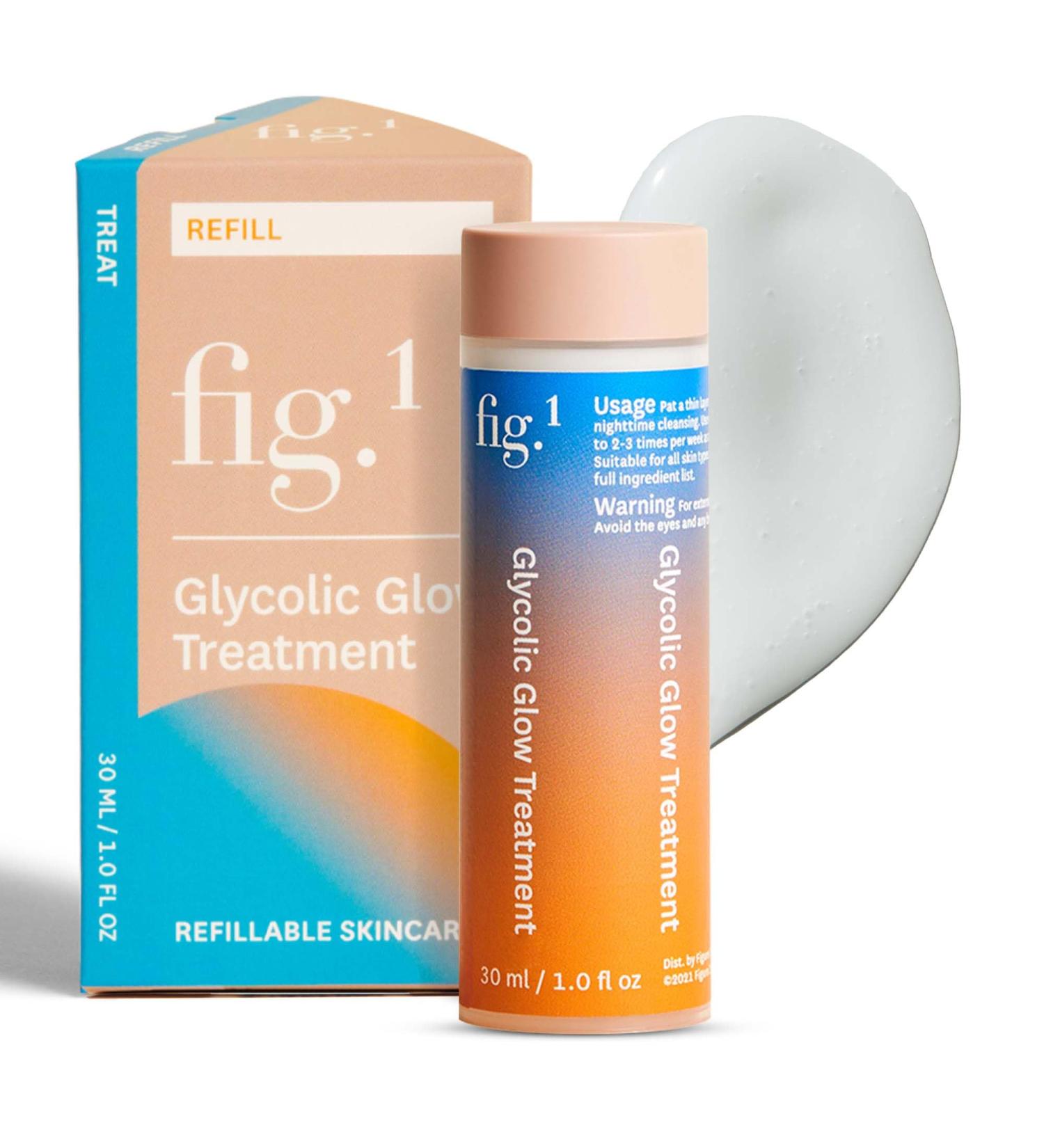Fig.1 Glycolic Glow Treatment Refill 4% Glycolic Acid Face Exfoliant Smoothing Emulsion for Radiant Skin Hydrating PHA & Squalane Vegan 30 ml Refill Cartridge 30 ml - Buy Online on GoSupps.com