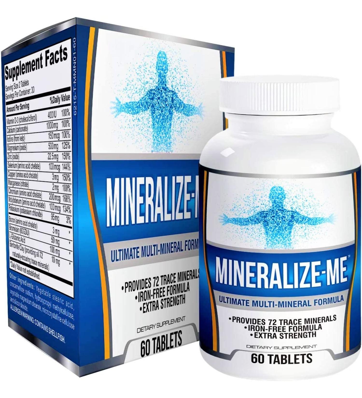 MINERALIZE-ME Multimineral Supplement | 72 Trace Minerals | Iron-Free | High Potency Formula | Natural Multiminerals | 60 Tablets - Buy Online on GoSupps.com