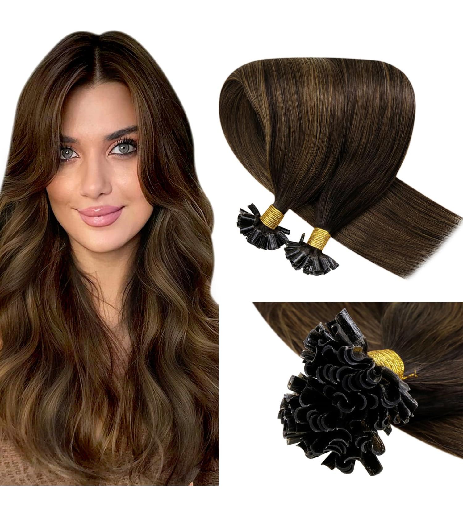LAAVOO Real Hair Extensions - Brown Ombre Keratin Bonding U-Tips #2/8/2 - 50g 55cm Balayage - Premium Quality Hair Extensions for Gorgeous Volume - Buy Online on GoSupps.com