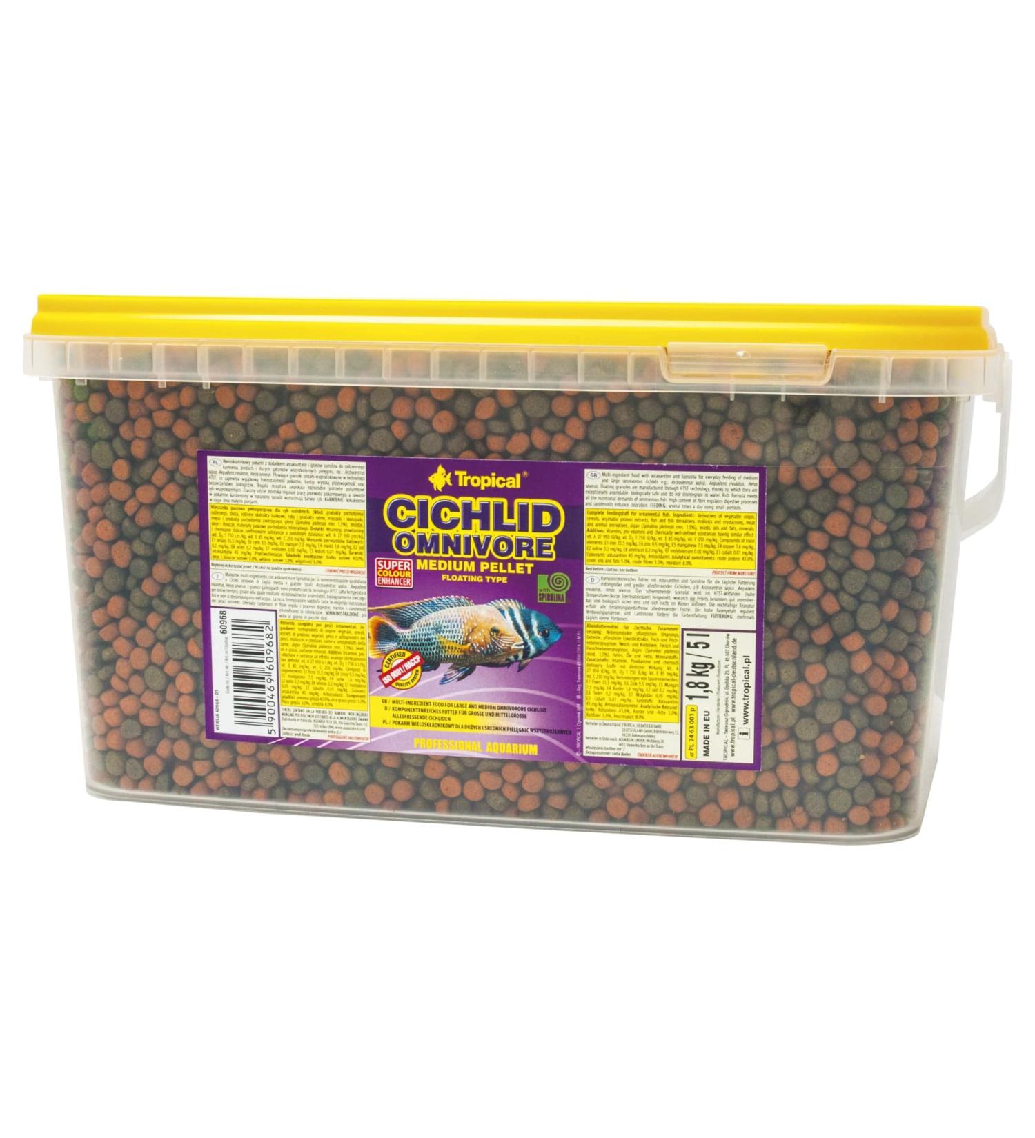 Cichlid Omnivore Medium Pellet 5L / 1.8kg - for Large and Medium Sized Omnivorous Cichlids