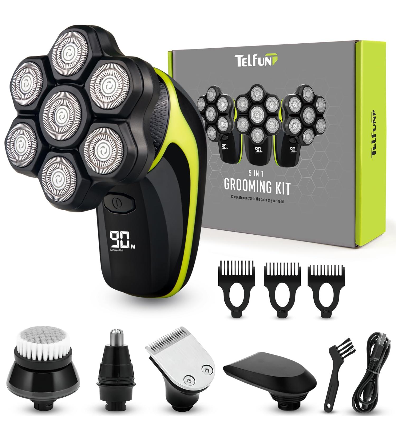 Telfun Upgraded 7D Head Shaver for Bald Men | 100% Waterproof Mess-Free Grooming Kit for Smooth Shaving Buy Now - Buy Online on GoSupps.com