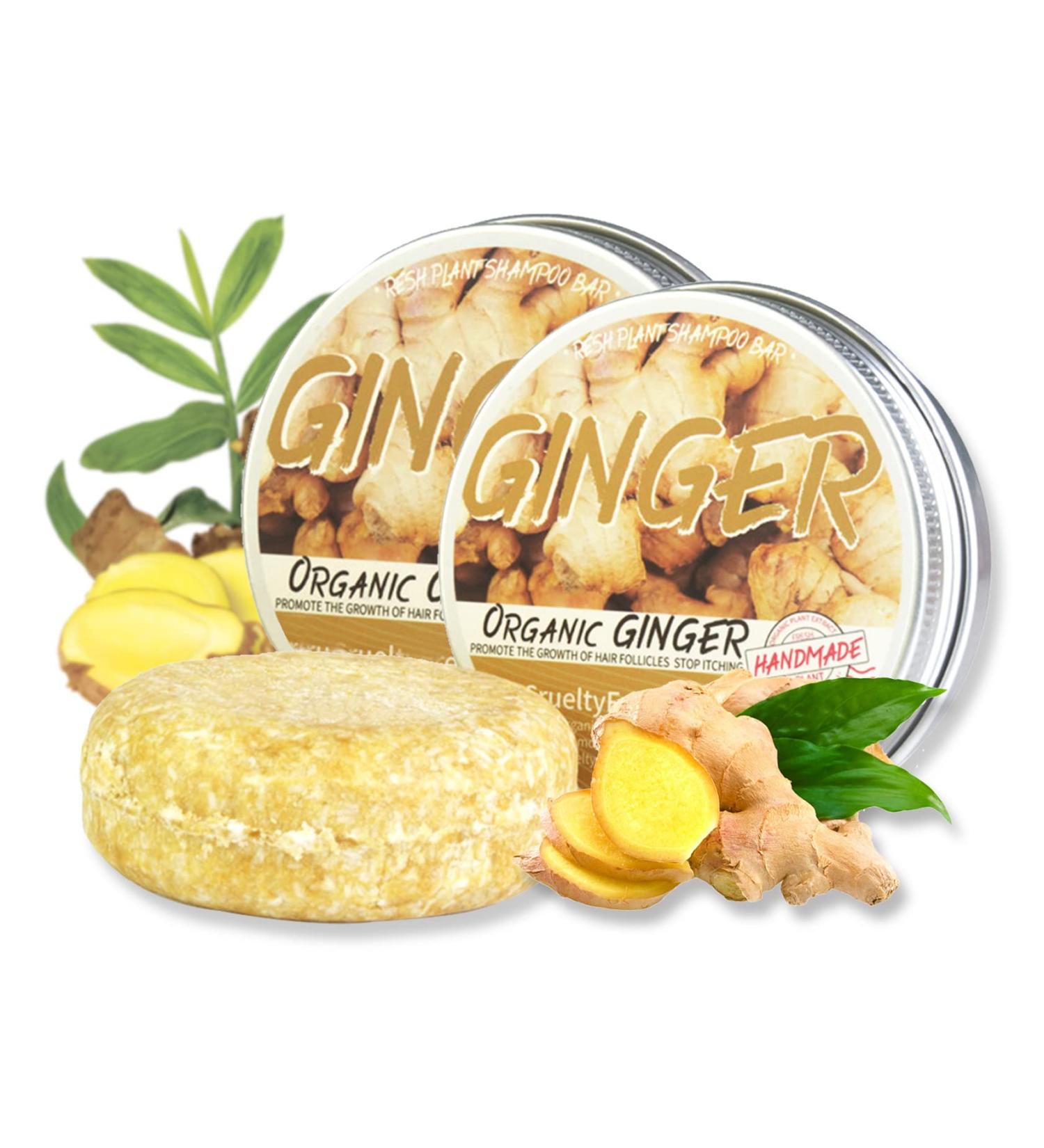 2 Pcs Organic Ginger Hair Growth Shampoo Bars for Hair Regrowth - Natural Ginger Soap for Stronger, Healthier Hair - Buy Online on GoSupps.com