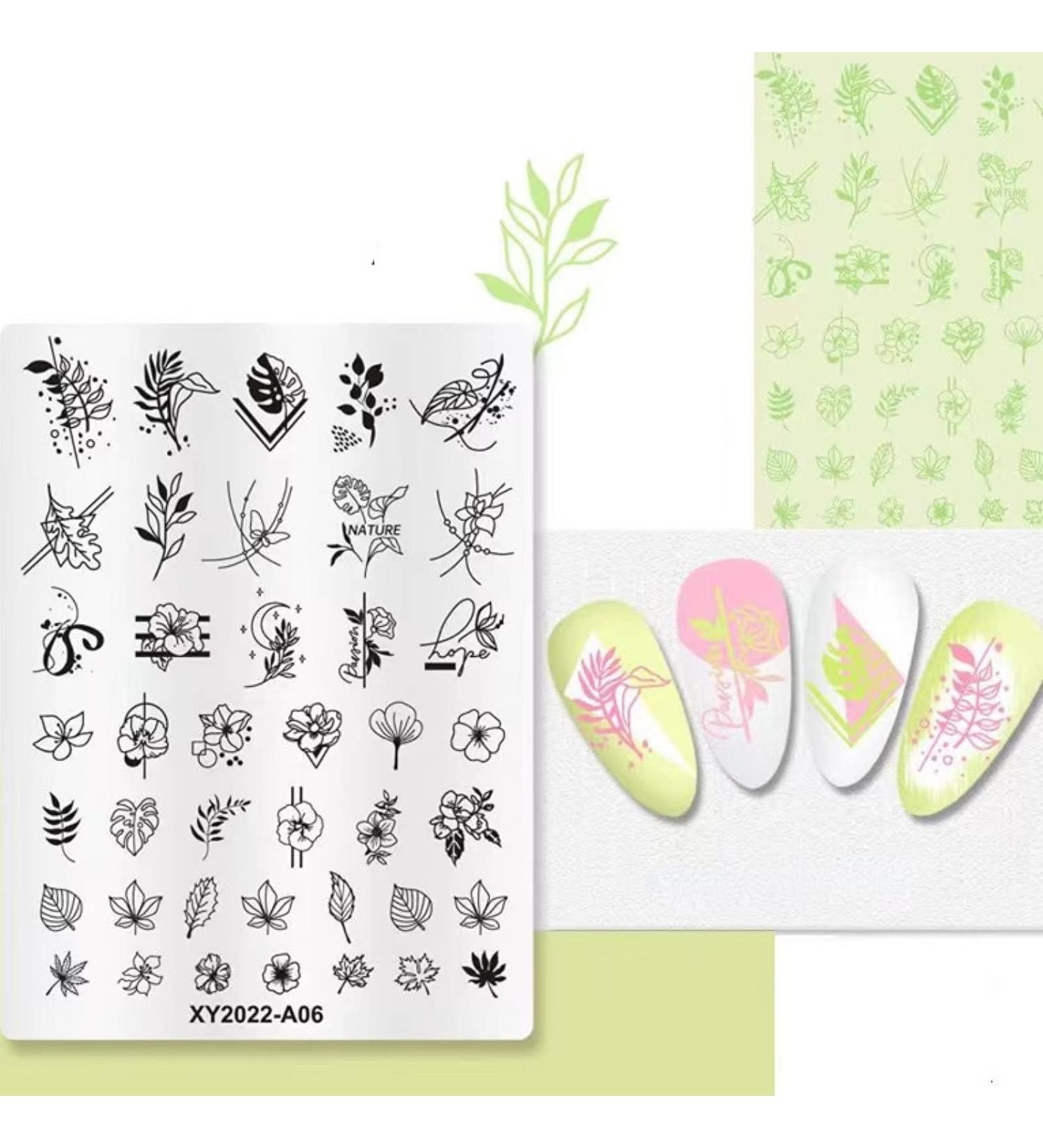 RUNRAYAY Nail Stamping Plate Leaf Flower Nature Template Image Design Plates for Nail Art Decoration and DIY Nail Art - 7.6 x 10.2Cm - Buy Online on GoSupps.com