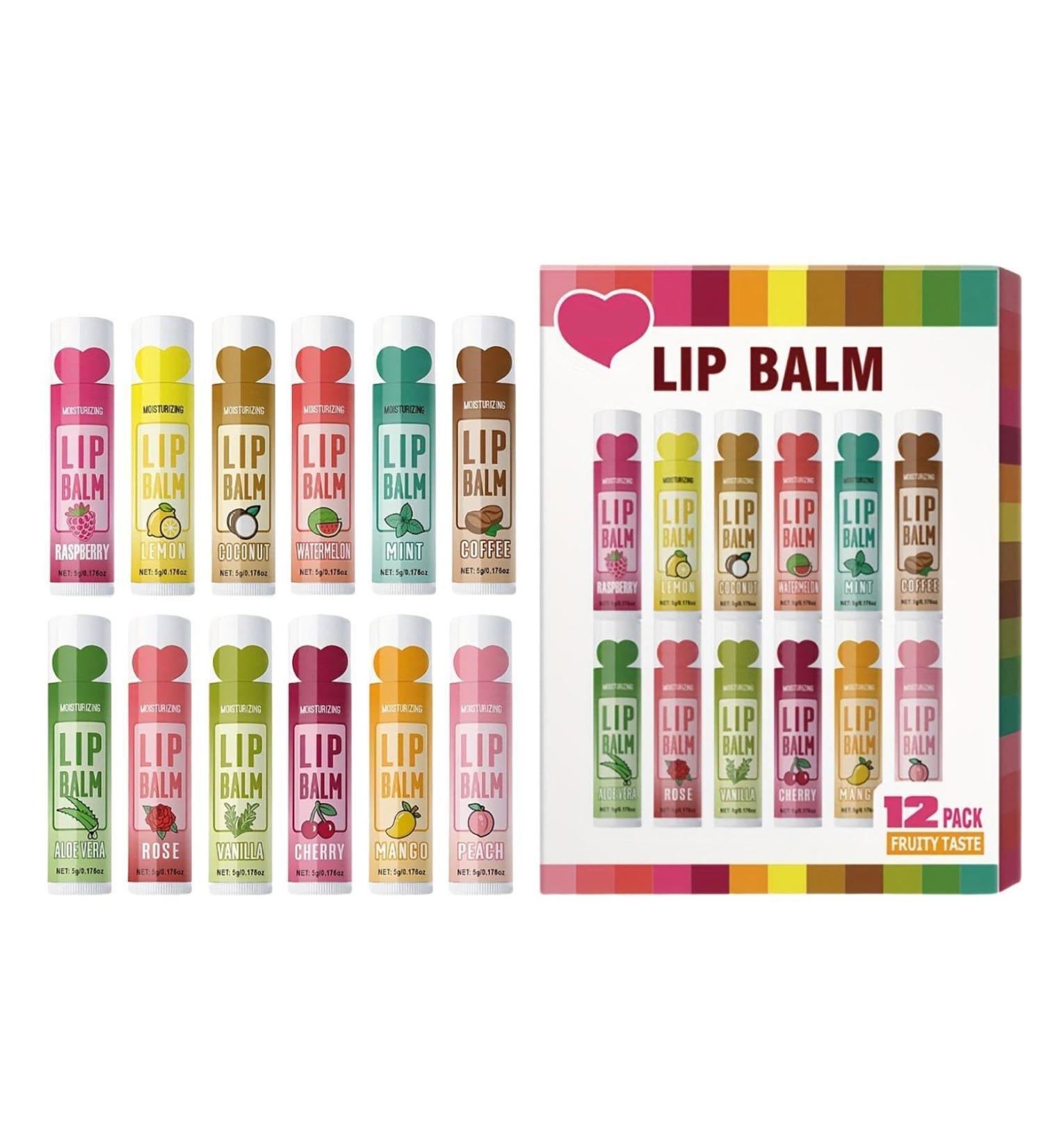 12 Pack Lip Balm Natural Moisturizing Lip Balm with Vitamin E Lip Balm for Repairing Dry and Chapped Lips - Buy Online on GoSupps.com