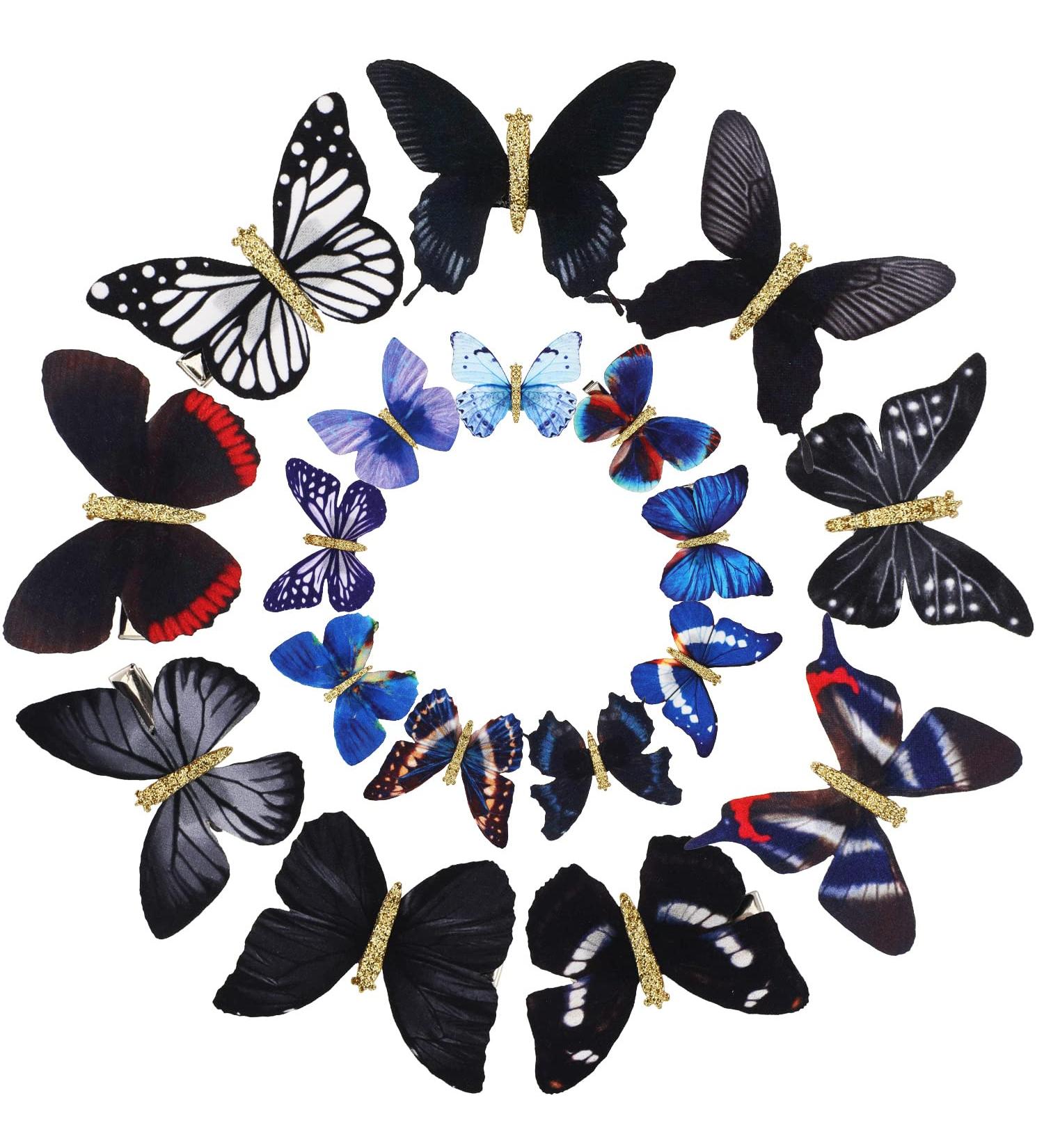 18 Glitter Butterfly Hair Clips Fashionable Snaps for Young Women | Stylish Hair Accessories - Buy Online on GoSupps.com