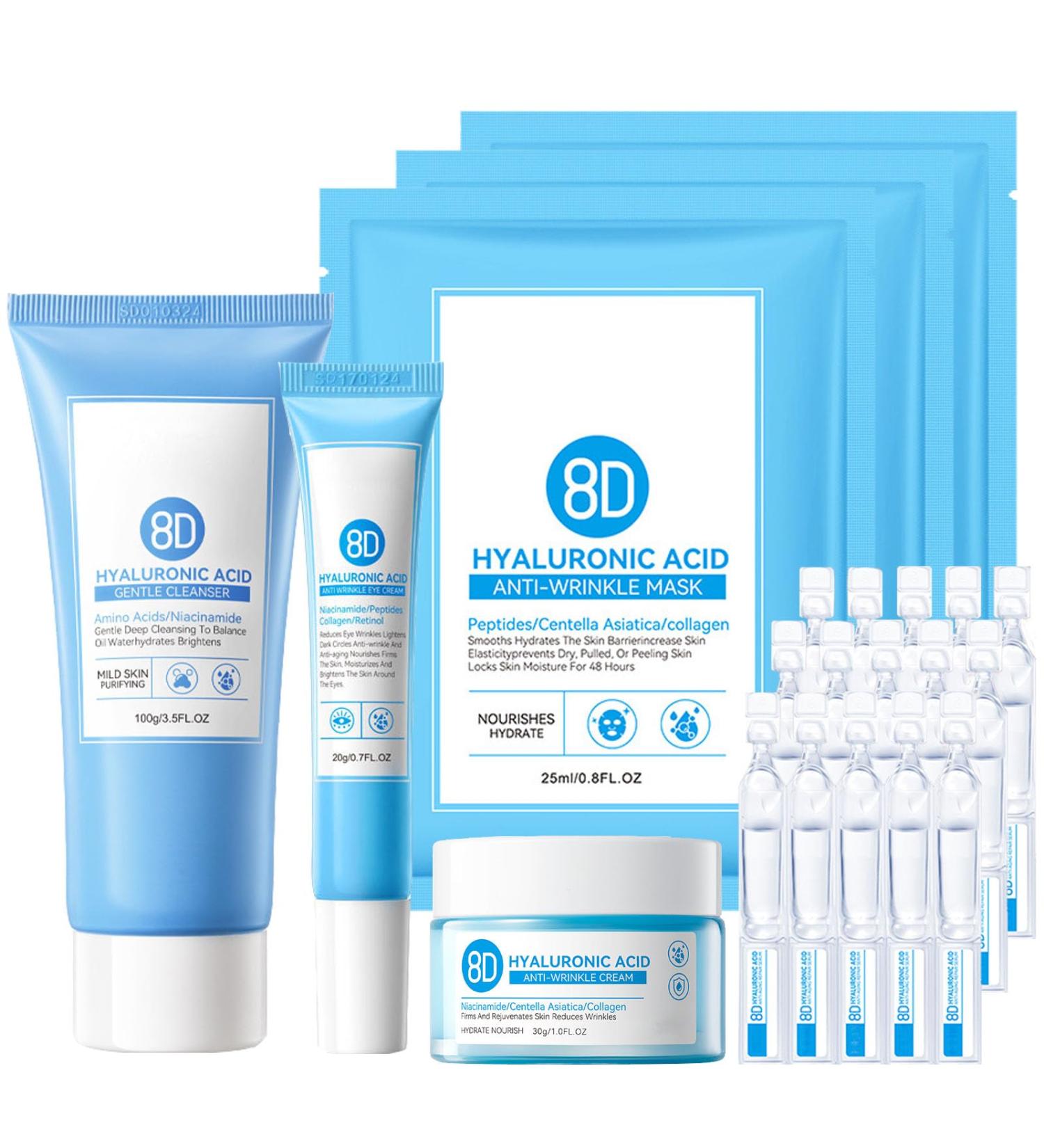 Hydrating Face Care Set - 8D Hyaluronic Acid Skin Care for Moisturizing Anti-Aging & Fine Line Reduction - Buy Online on GoSupps.com
