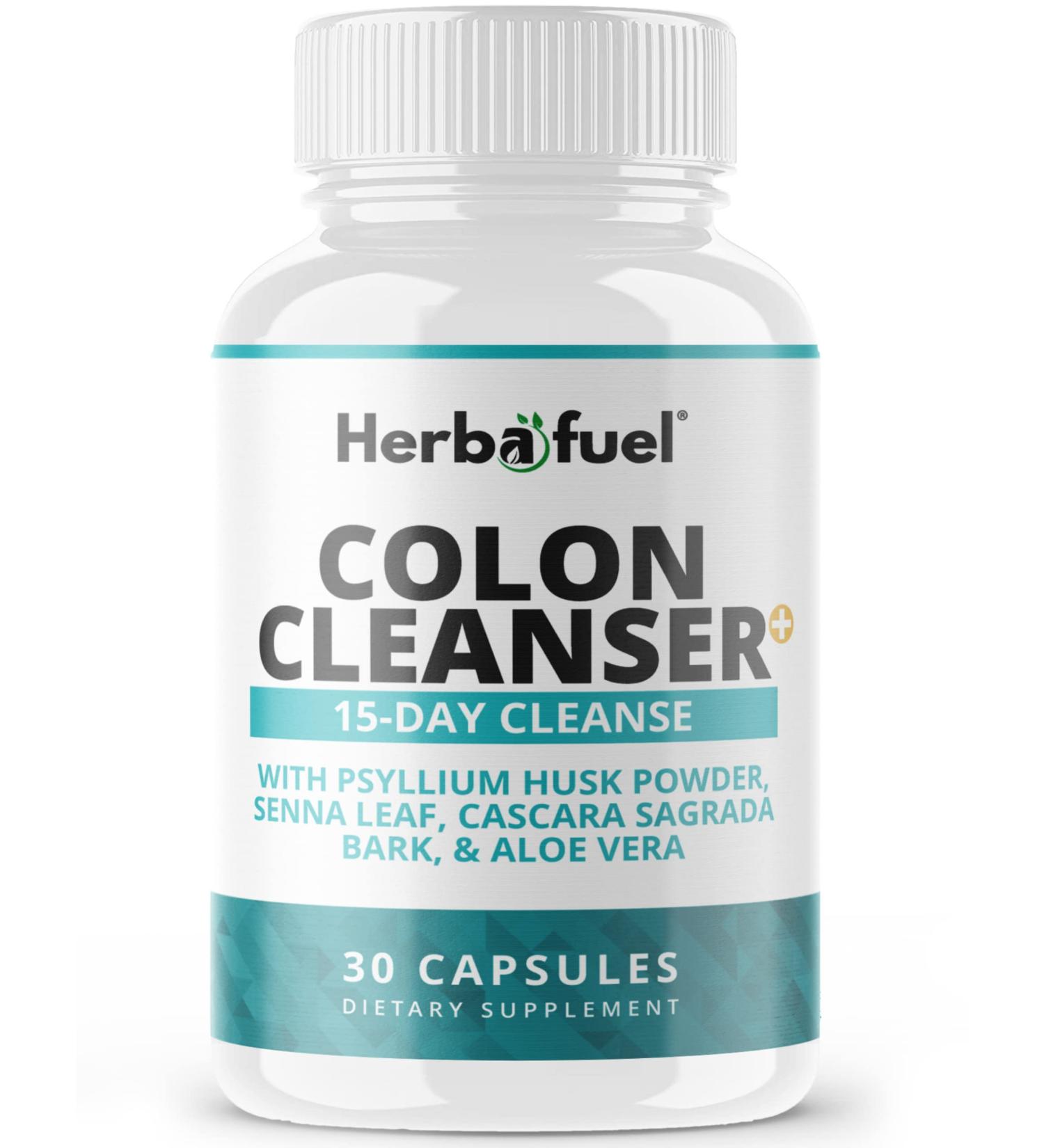 Herbafuel Colon Cleanse - Detox Support for Gut Health, Bloating Relief - Probiotics, Fibers, Psyllium Husk Powder - Non-GMO - Buy Online on GoSupps.com
