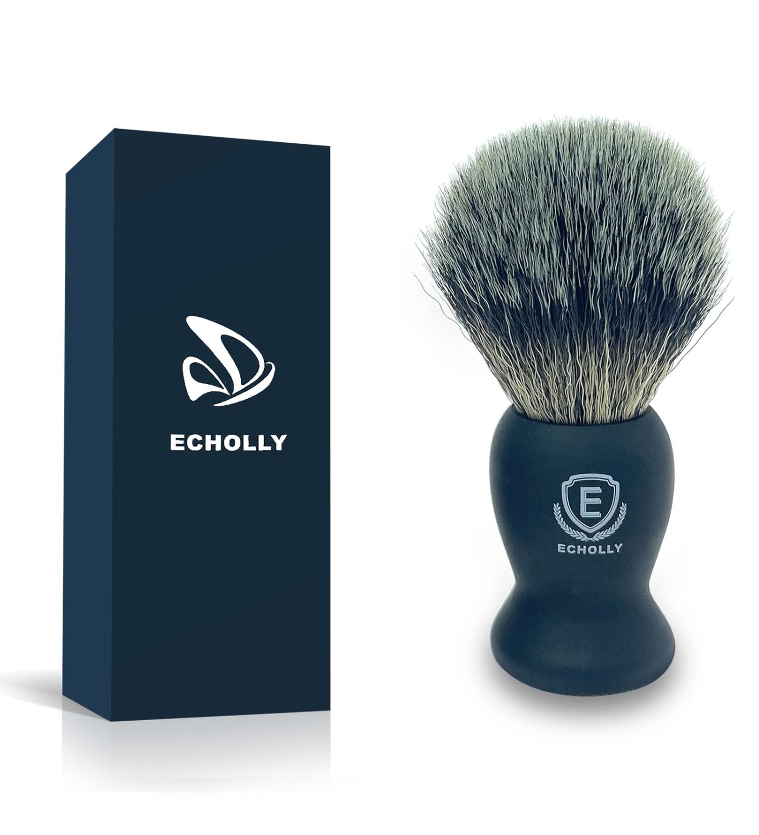 Echolly Luxury Shaving Brush for Men - High End Lather Brush with Smooth Rubber Handle - Perfect Father's Day Gift - 1.4 x 1.4 x 4.2 Inch - Buy Online on GoSupps.com