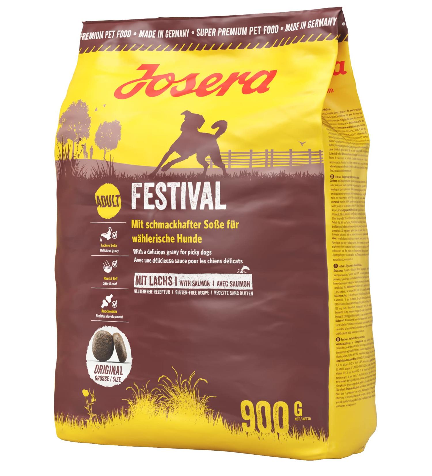 Josera - Dog Food - 900 g - Festival - with Salmon and Delicious Sauce - Medium and Large Adult Animals - Promotes Hair and Skin - Buy Online on GoSupps.com