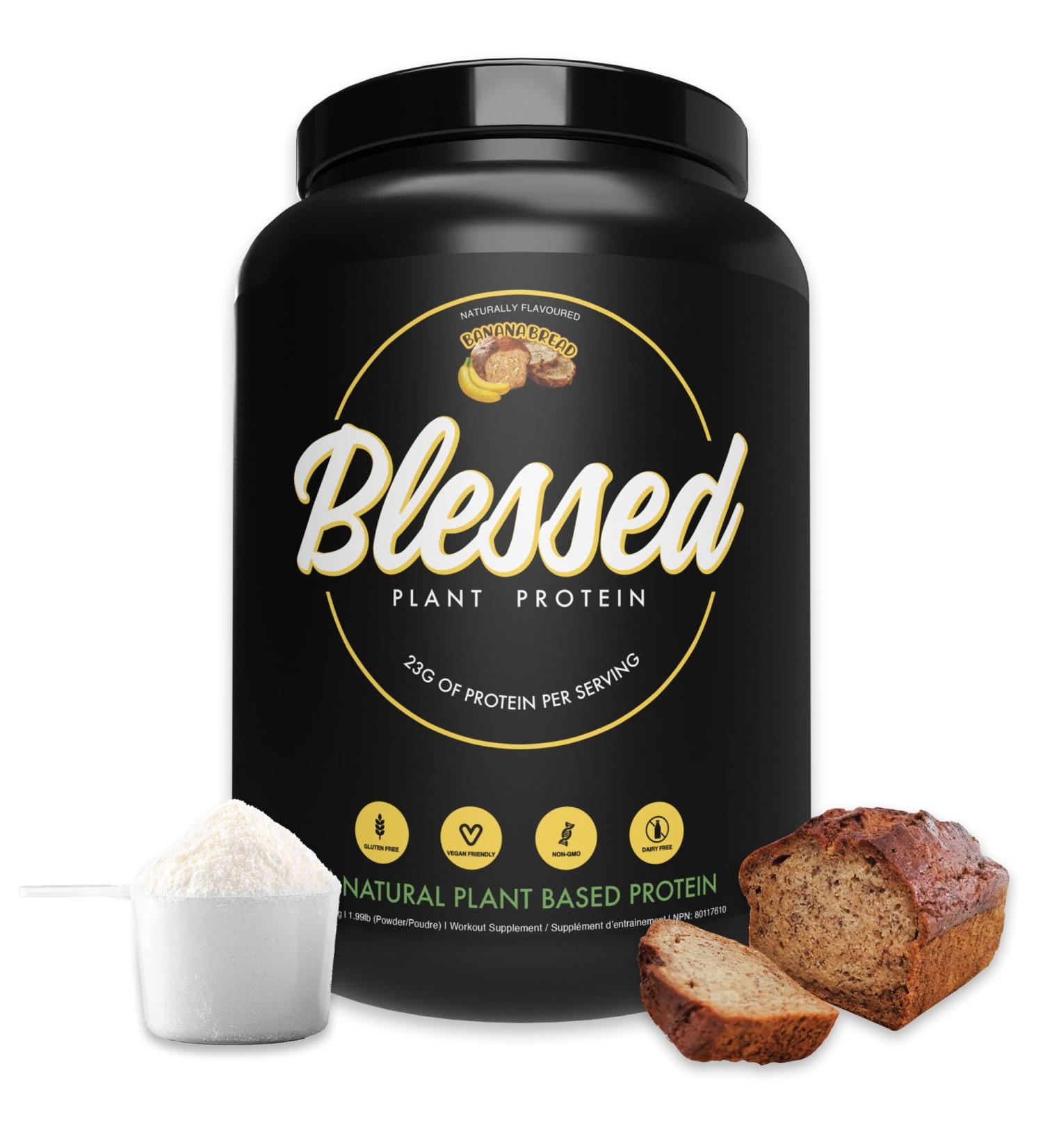 Blessed Vegan Protein Powder - Plant Based Protein Powder Meal Replacement Protein Shake 23g of Pea Protein Powder Dairy Free Gluten Free No Sugar Added 30 Servings (Banana Bread) Banana Bread 30 Servings (Pack of 1) - Buy Online on GoSupps.com