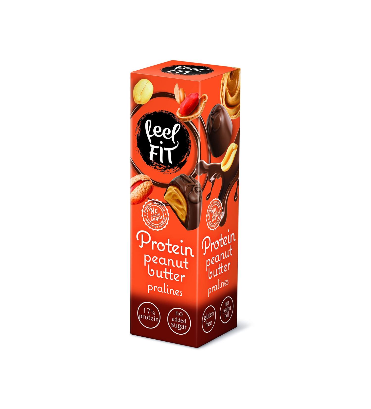 Feel FIT Protein Peanut Butter Pralines - High-Quality Milk Chocolate No Added Sugar 17% Protein Gluten-Free | 33g Pack - Shop Now! - Buy Online on GoSupps.com