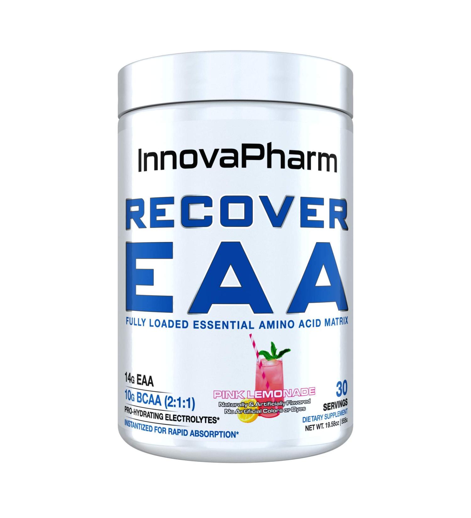 InnovaPharm RECOVER EAA Powder - Pink Lemonade Flavor - 19.5 oz | Buy Internationally for Optimal Muscle Recovery - Buy Online on GoSupps.com