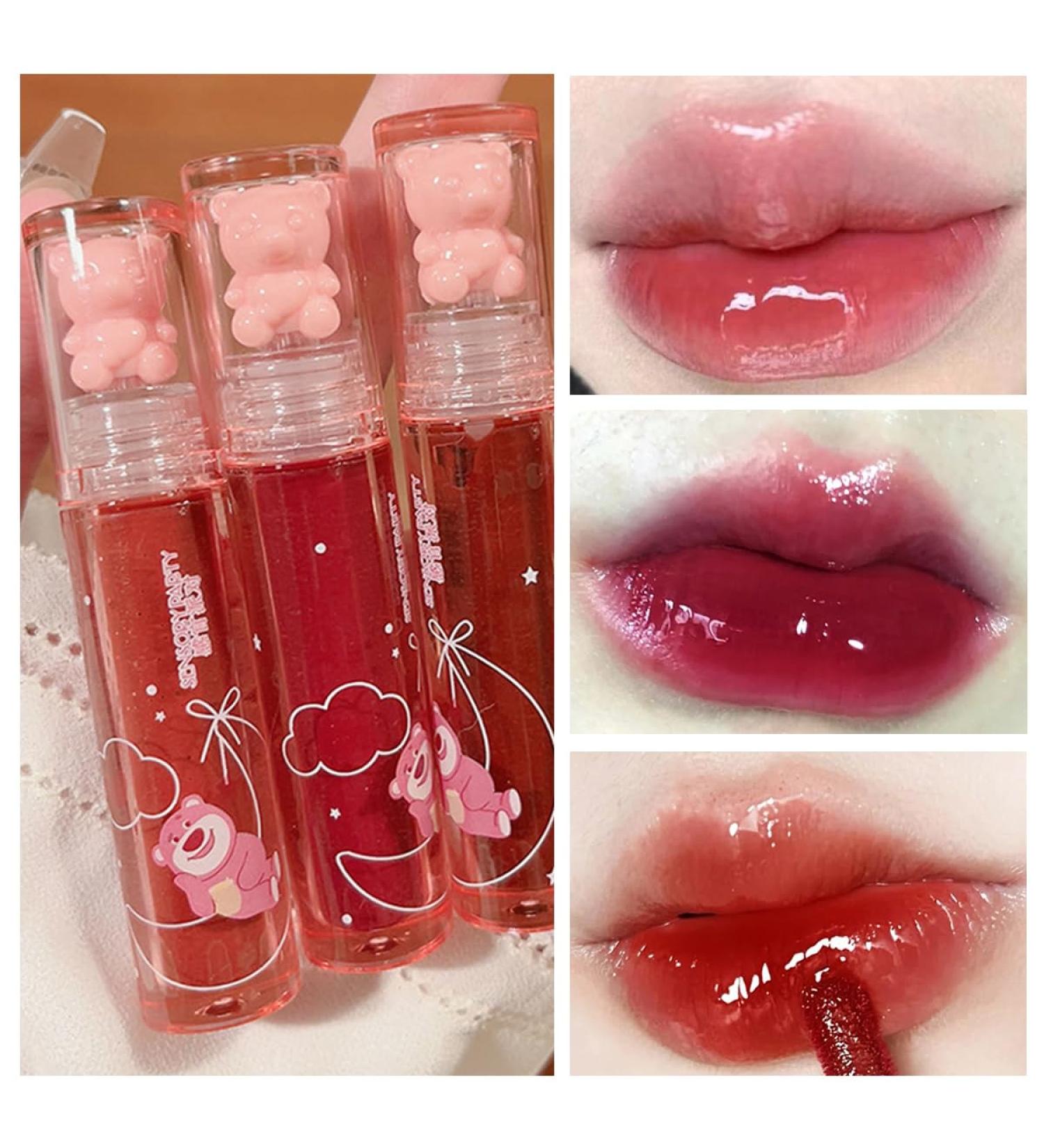 Shop 3 Colors Bear Lip Gloss | Moisturizing & Waterproof Jelly Lip Tint - Cute Liquid Lipstick for Lips & Cheeks - Buy Online on GoSupps.com