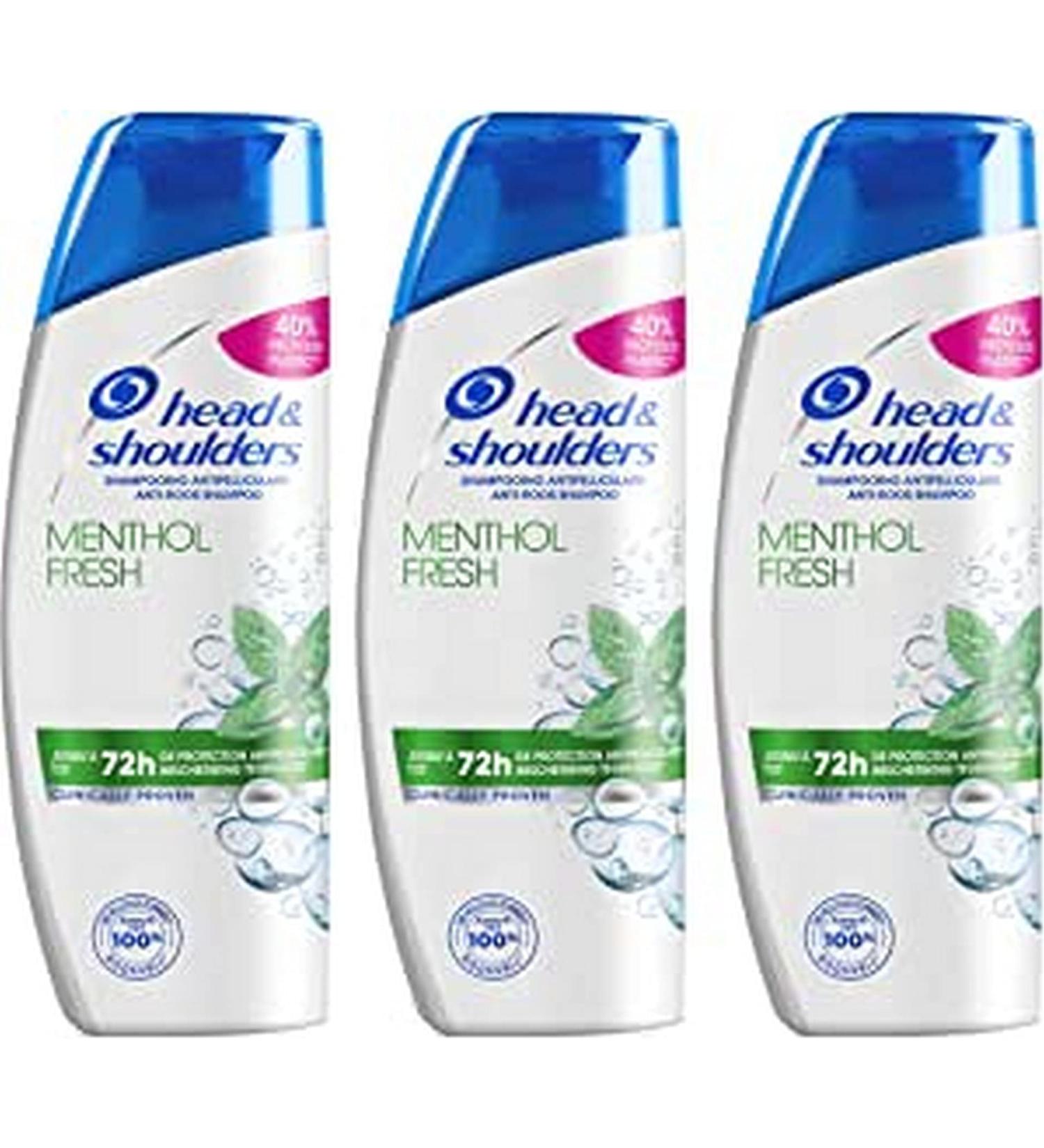Head & Shoulders Menthol Fresh Anti-Dandruff Shampoo Deeply Cleanses Hair and Scalp Fresh Minty Sensation 3 x 285 ml Formula - Buy Online on GoSupps.com