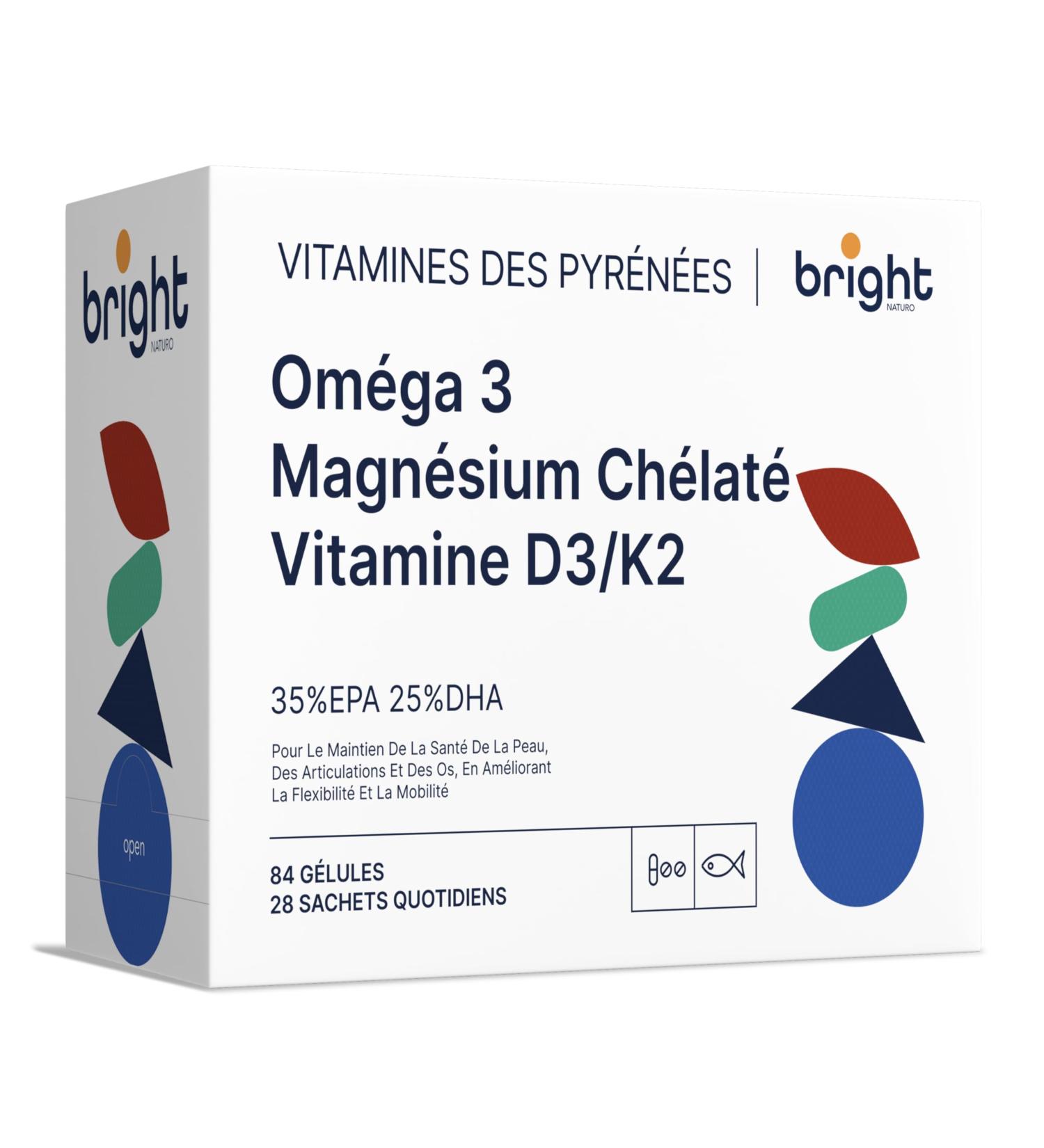  Bright Naturo Omega-3 Magnesium Vitamins D3 and K2 4000 IU - Non-GMO | Powerful Synergy for Mobility Energy and Cardiovascular Protection - Buy Online on GoSupps.com