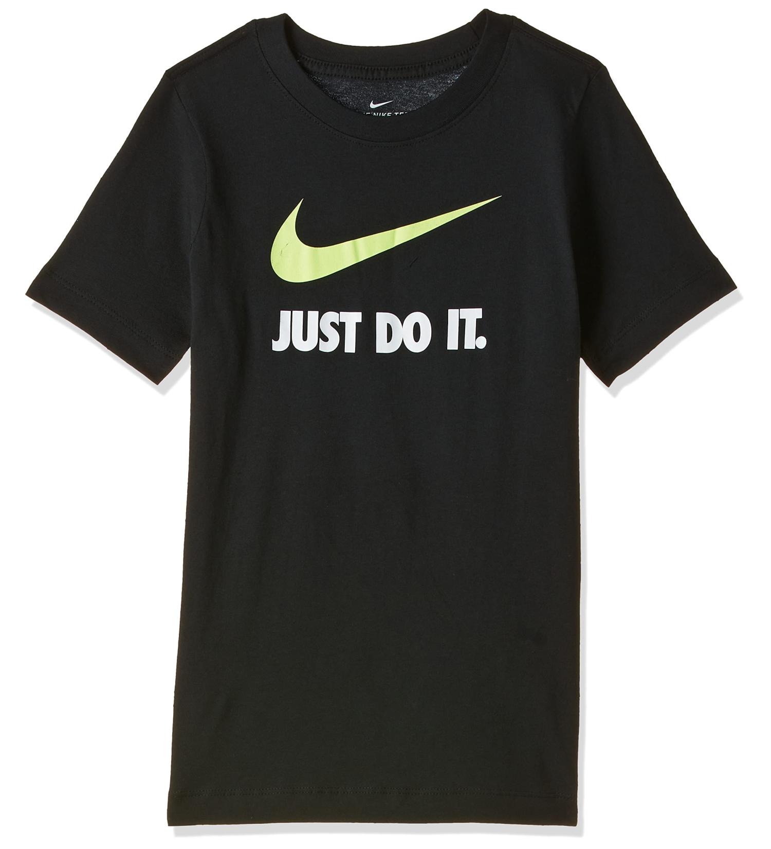 Nike Sportswear Boys Just Do It T-Shirt - Black/Volt (Medium) - Buy Online on GoSupps.com
