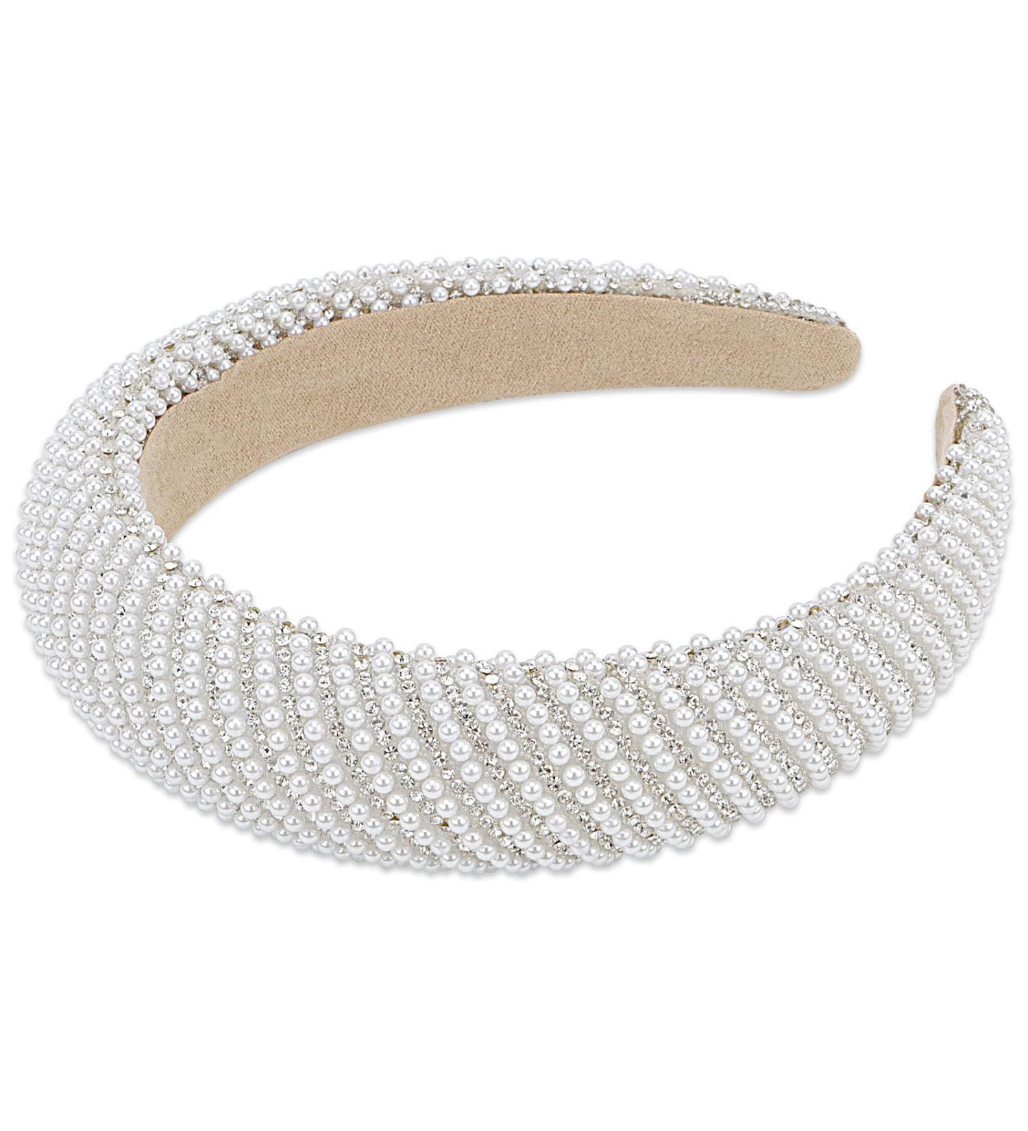 Yission White Pearl Rhinestone Headband for Women - Sparkly Beaded Hairband for Wedding and Special Occasions - Buy Online on GoSupps.com