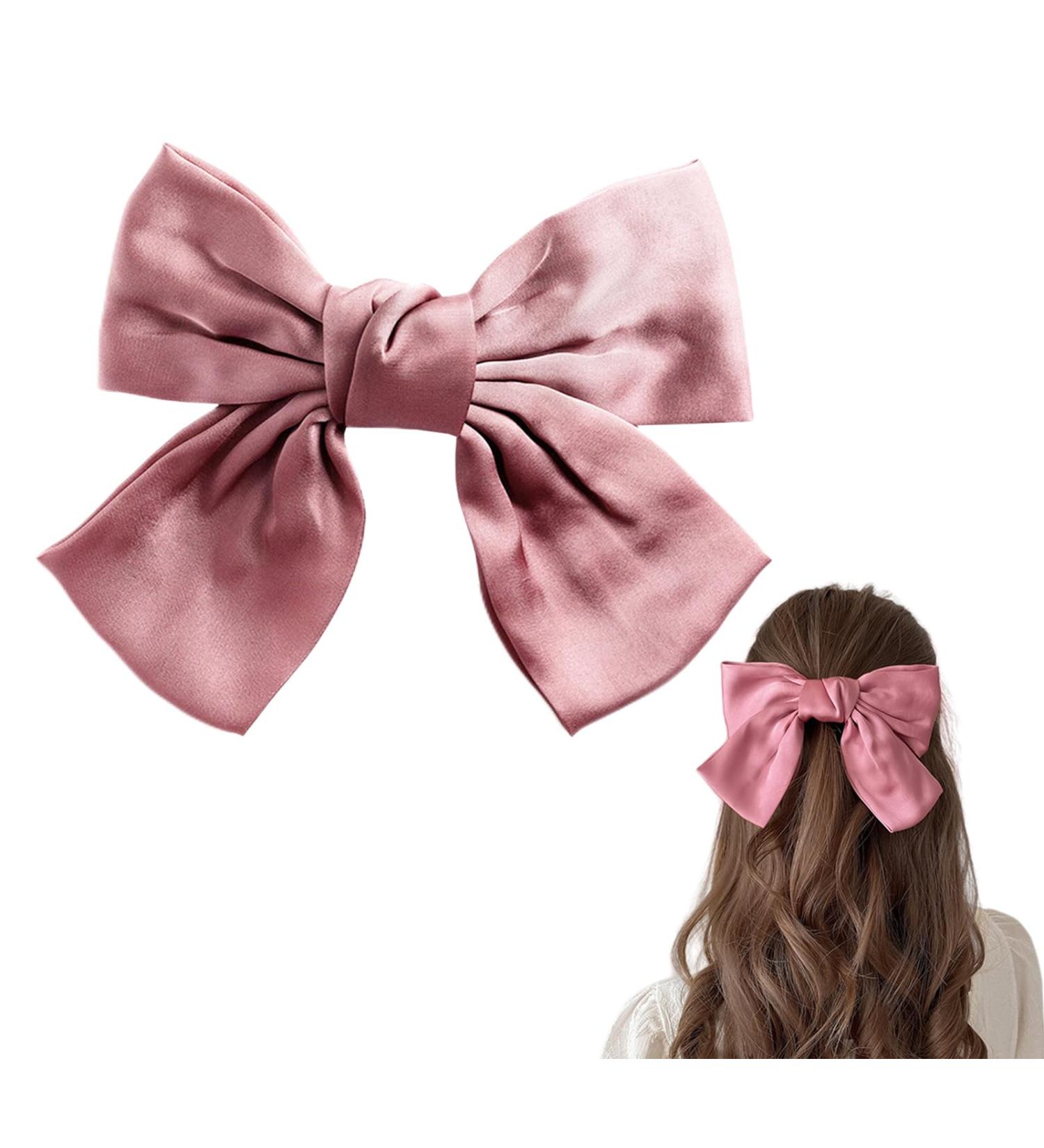 scicent Hair Clips Big Bow Hair Clip Solid Color Large Bowknot Hairpin Hair Clip with Long Silky Satin Tail Hair Barrettes Accessories for Girls Women Pink - 9909 - Buy Online on GoSupps.com