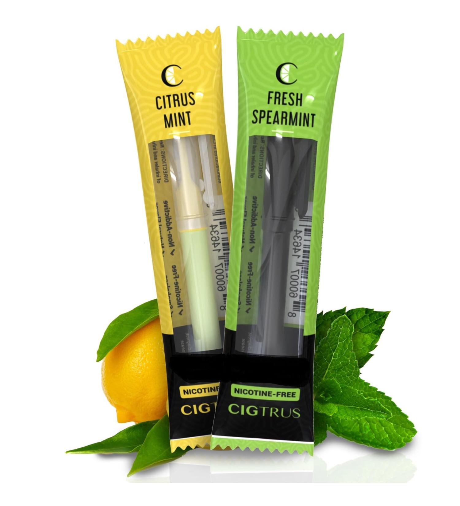 Cigtrus Smokeless Air Inhaler Tobacco Free Nicotine Free & NonElectric Oral fixation aid Habit Replacement Inhalation Stick 2 pieces fresh peppermint and lemon lime Fresh Green Mint and Lemon Lime - Buy Online on GoSupps.com