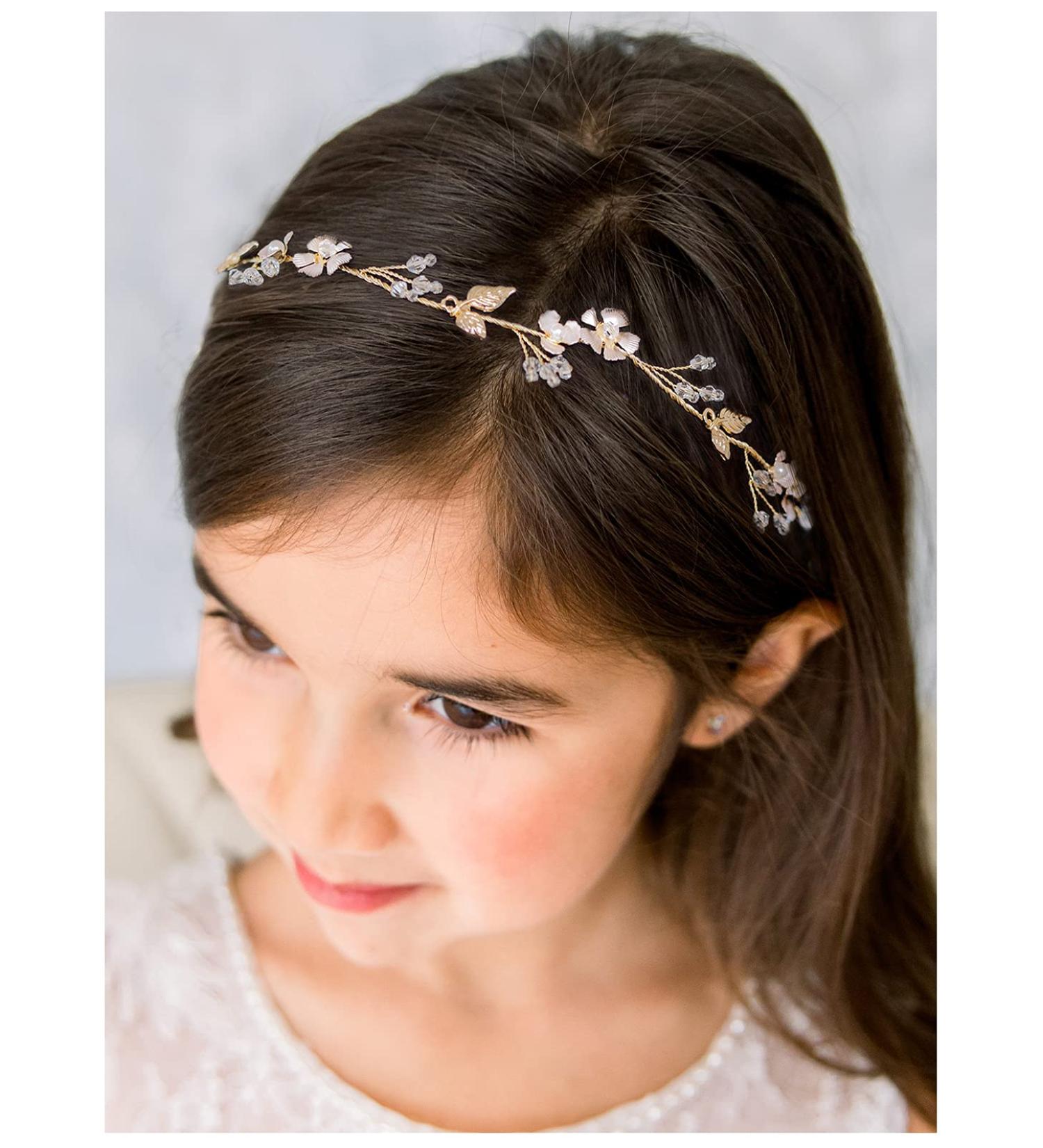 SWEETV Handmade Flower Girl Headpiece for Wedding and Birthday Parties - Princess Hair Accessories for Toddlers - Buy Online on GoSupps.com