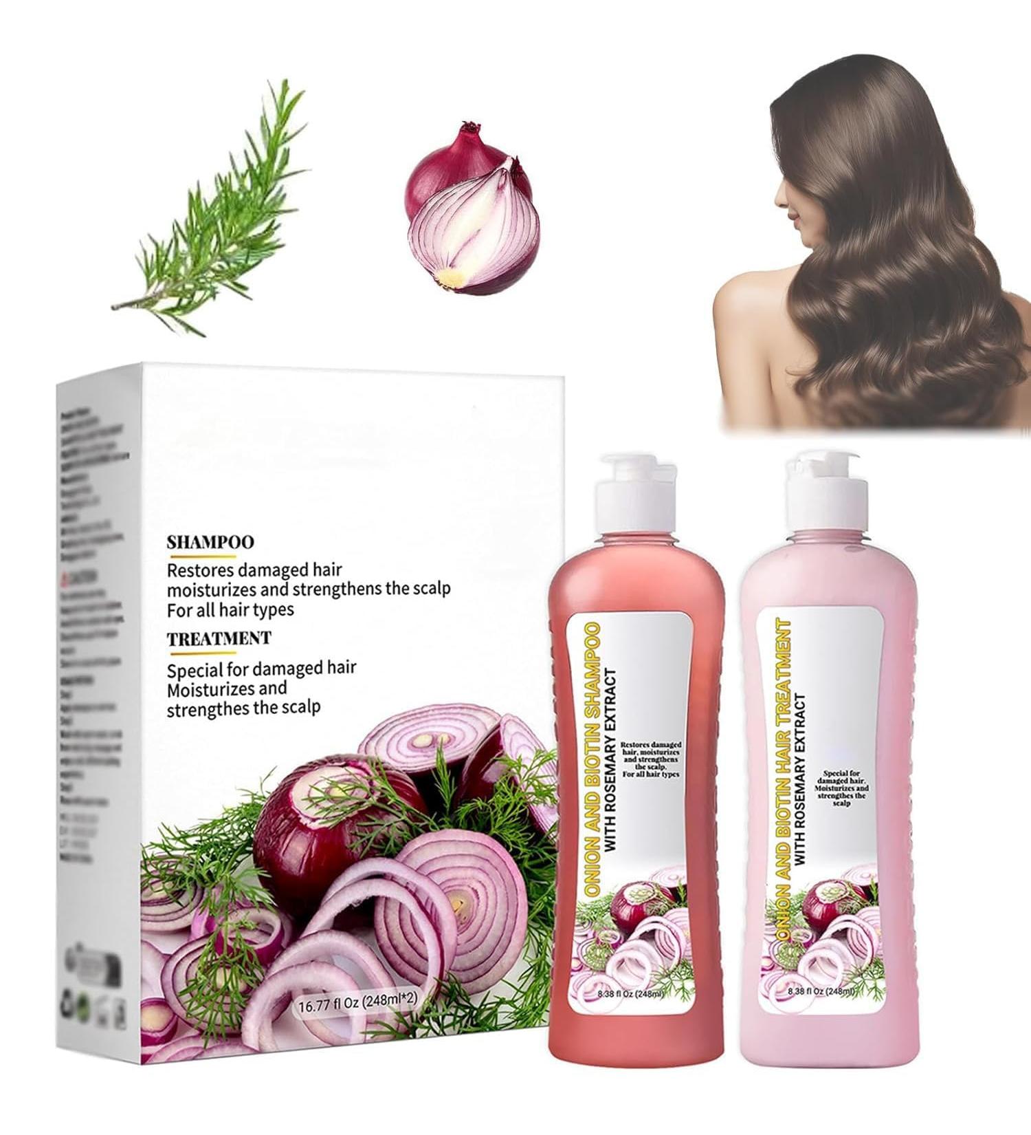 Onion Biotin and Rosemary Shampoo with Conditioner Hair Care Shampoo Set Gentle and Nourishing Shampoo with Conditioner for All Hair Types - Buy Online on GoSupps.com