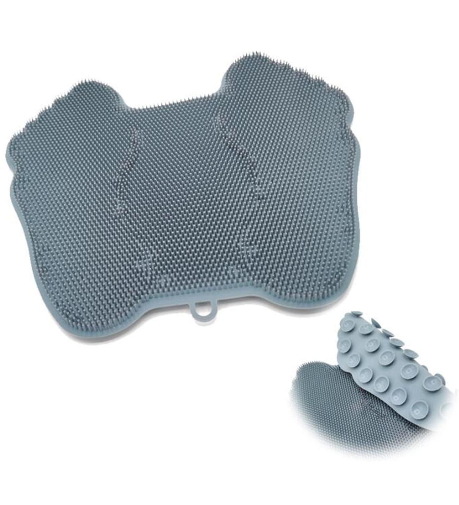 Wall-Mounted Foot Scrubber for Shower - Hands-Free Back Washing Brush with Suction Cups | Anti-Slip Gray Bathroom Foot Cleaner - Buy Online on GoSupps.com