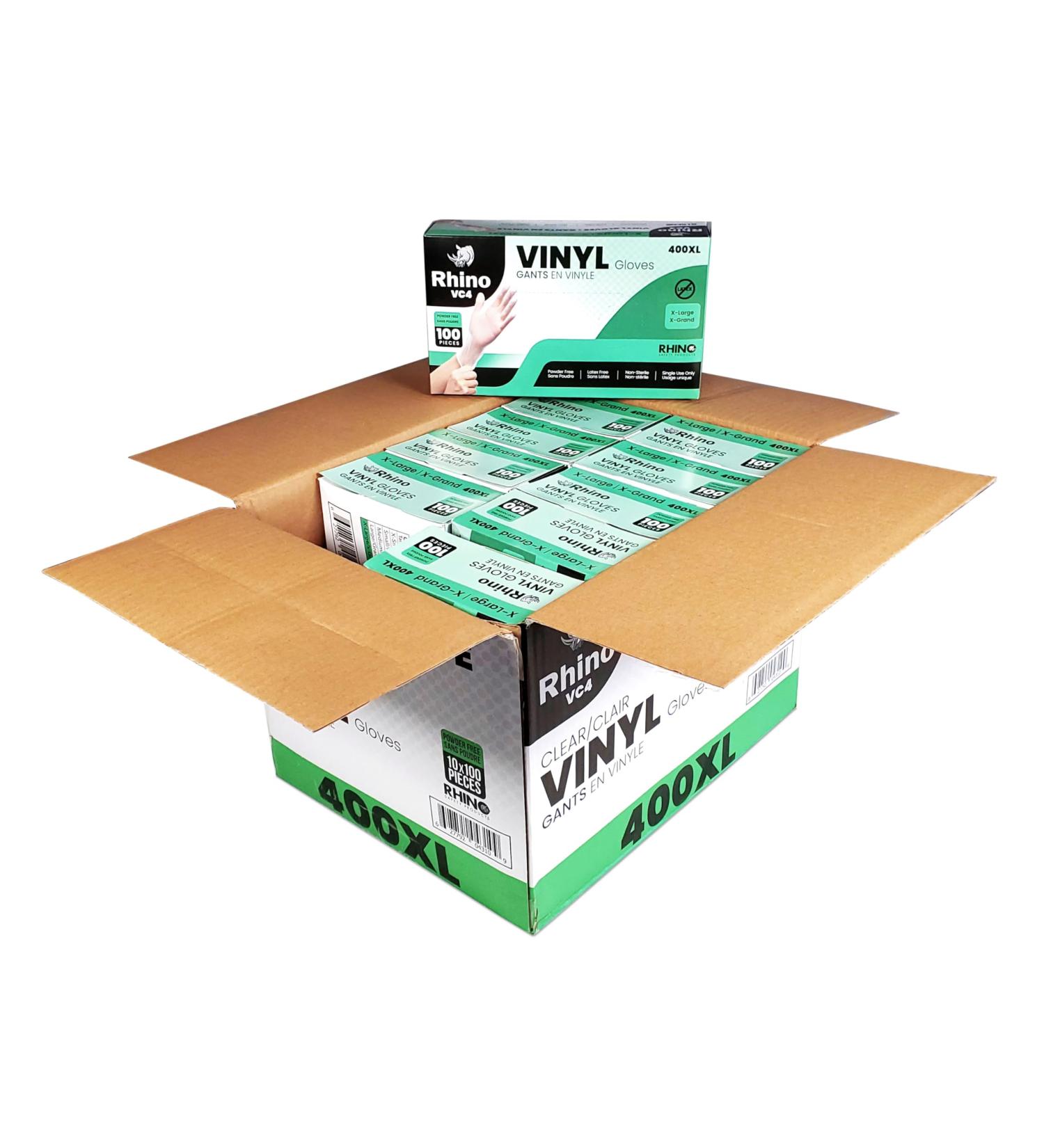Rhino (1000 Count) Clear Vinyl Gloves Safety Work Gloves Powder-Free Latex-Free Non-Sterile Ambidextrous Safety Gloves Large - Buy Online on GoSupps.com
