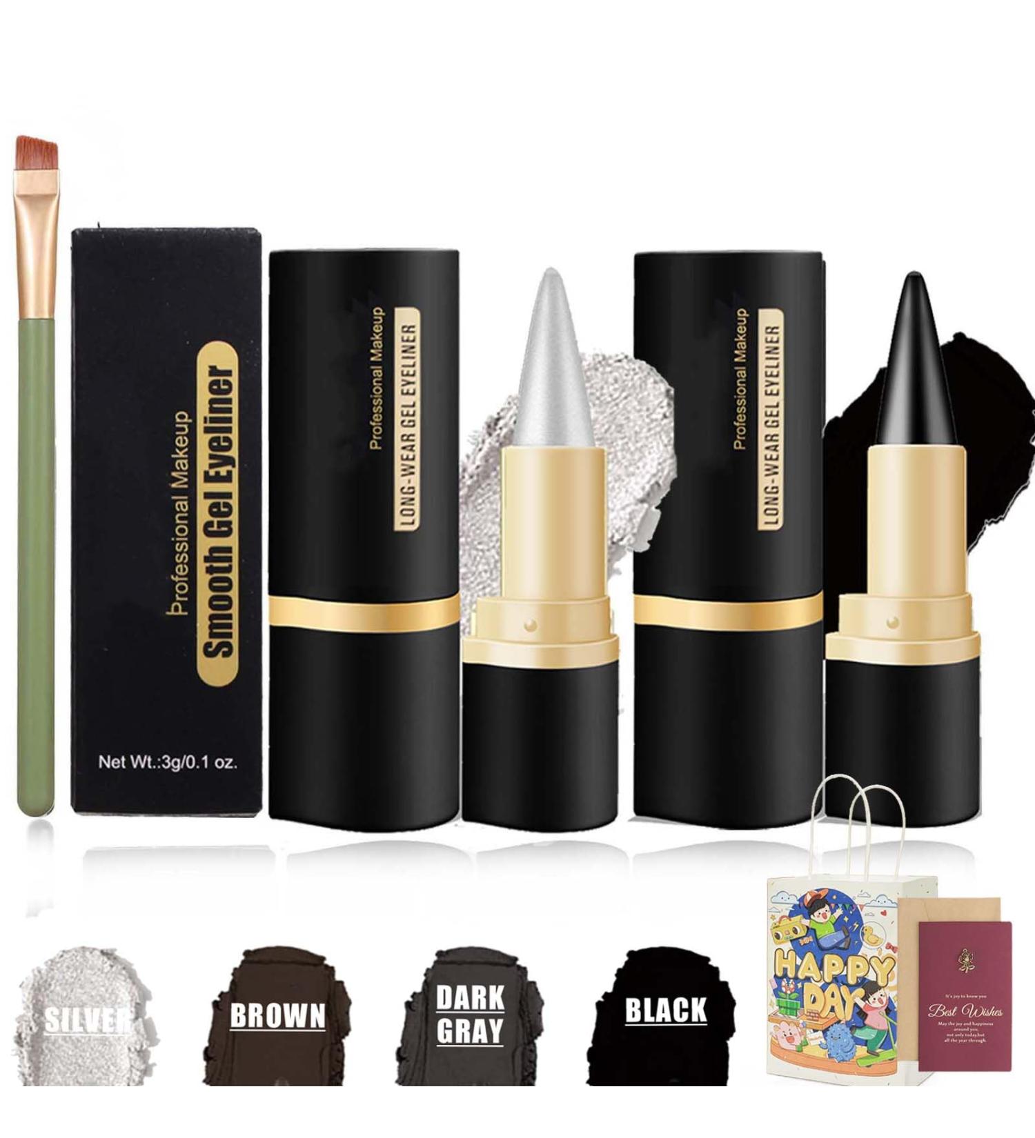 Ayky Eyeliner Ayky Eye Liner Ayky Eyeliner Cream Ayky Long Wear Gel Eyeliner Ayky Natural Black Eyeliner Cream Eye Black Smokey Eyeshadow Palette Stick Goth Halloween Makeup (Silver+Black) - Buy Online on GoSupps.com