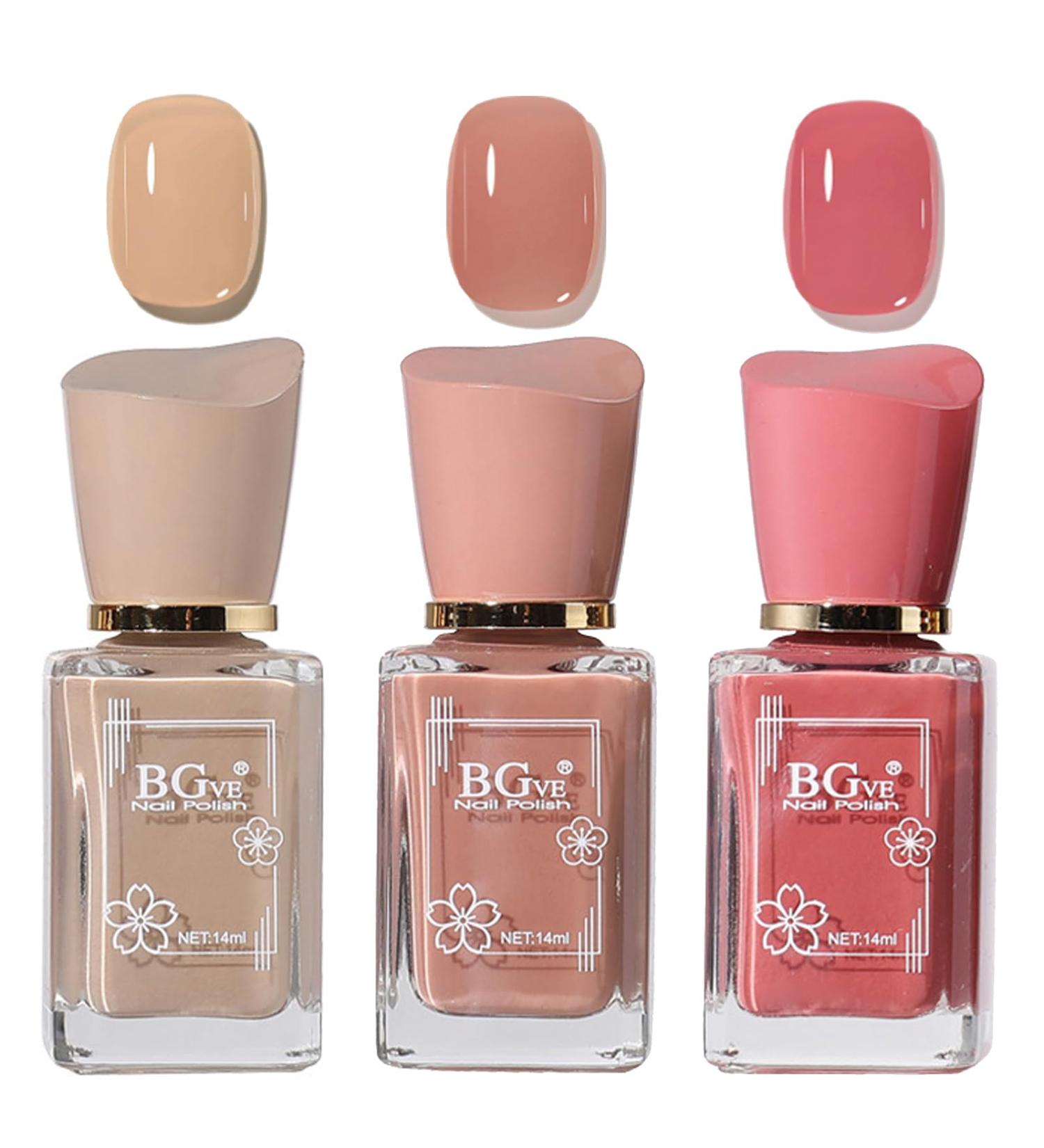 Rosarden Nail Polish Set - Nude Nail Varnish Set - 3Pcs Nude Pink Cherry Blossom Polish Quick Dry Nail Varnish Gift Set DIY Long Lasting Nail Art Home Nude Set - Buy Online on GoSupps.com