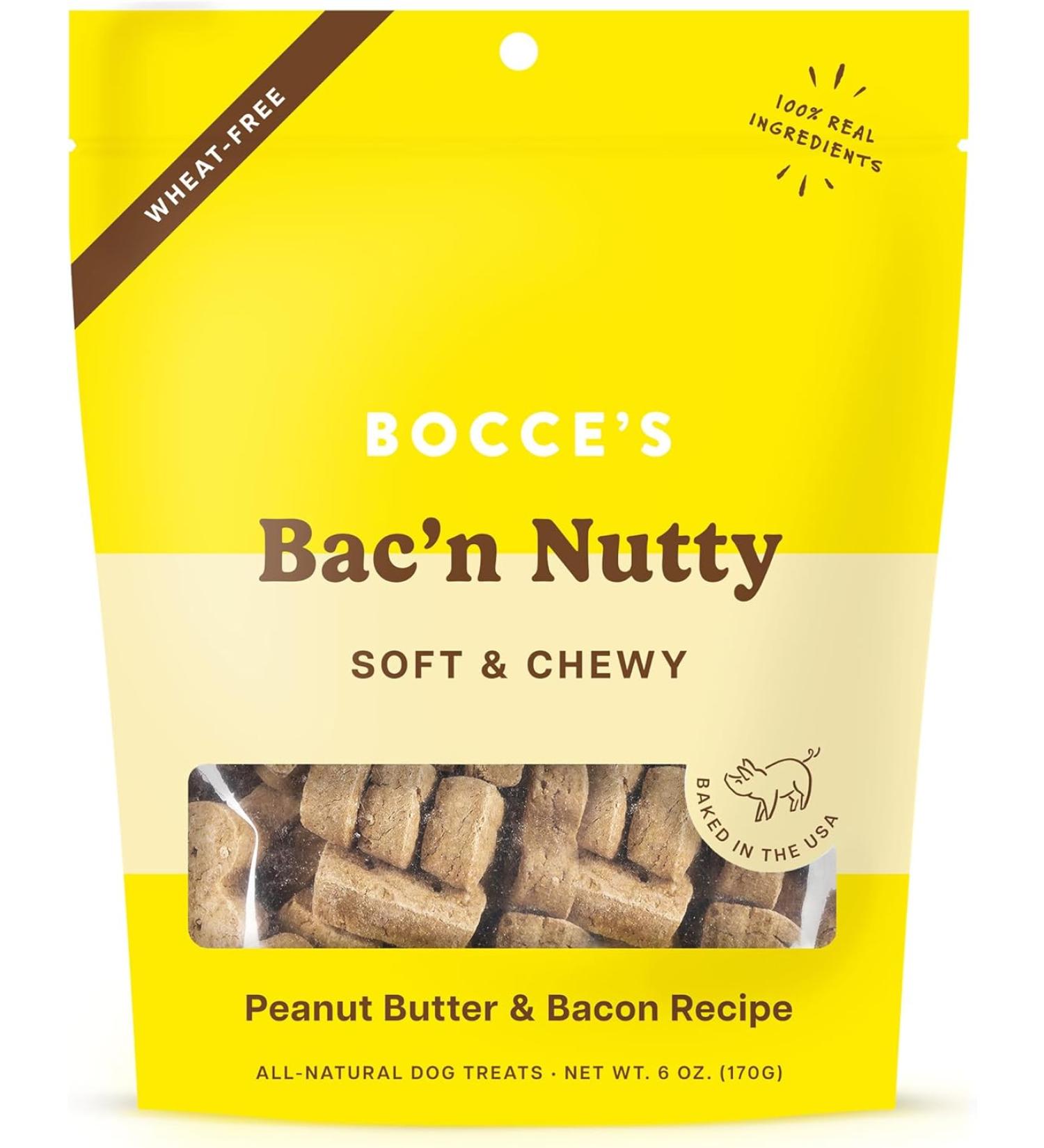 Bocce's Bakery All-Natural Wheat-Free Soft & Chewy Dog Treats - Bacon Nutty 6 oz, Made in USA - Buy Online on GoSupps.com