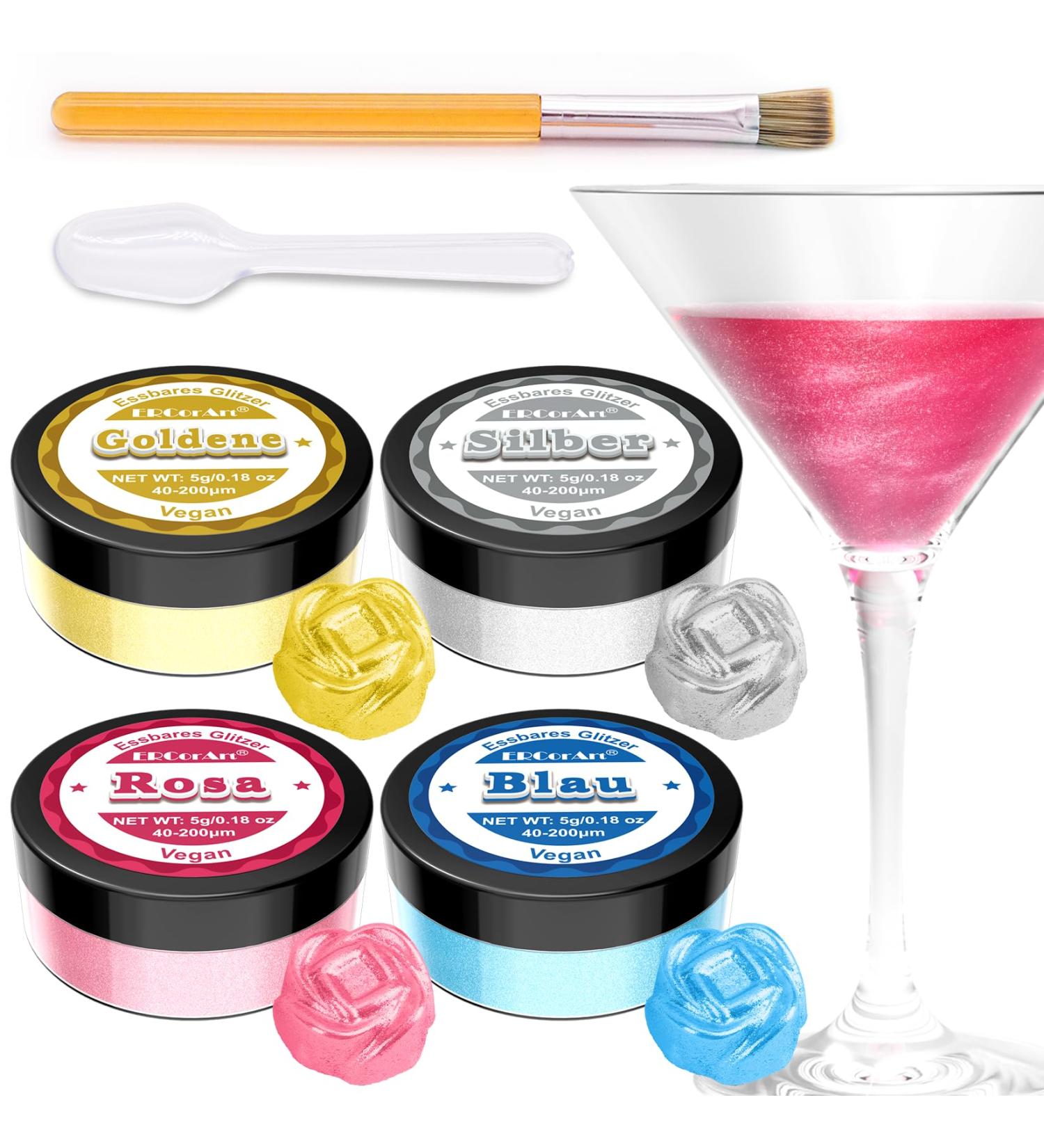 Edible Glitter - 4 Colors for Drinks & Food | 100% Vegan Gluten-Free | Cake & Cocktail Accessories - 5G - Buy Online on GoSupps.com