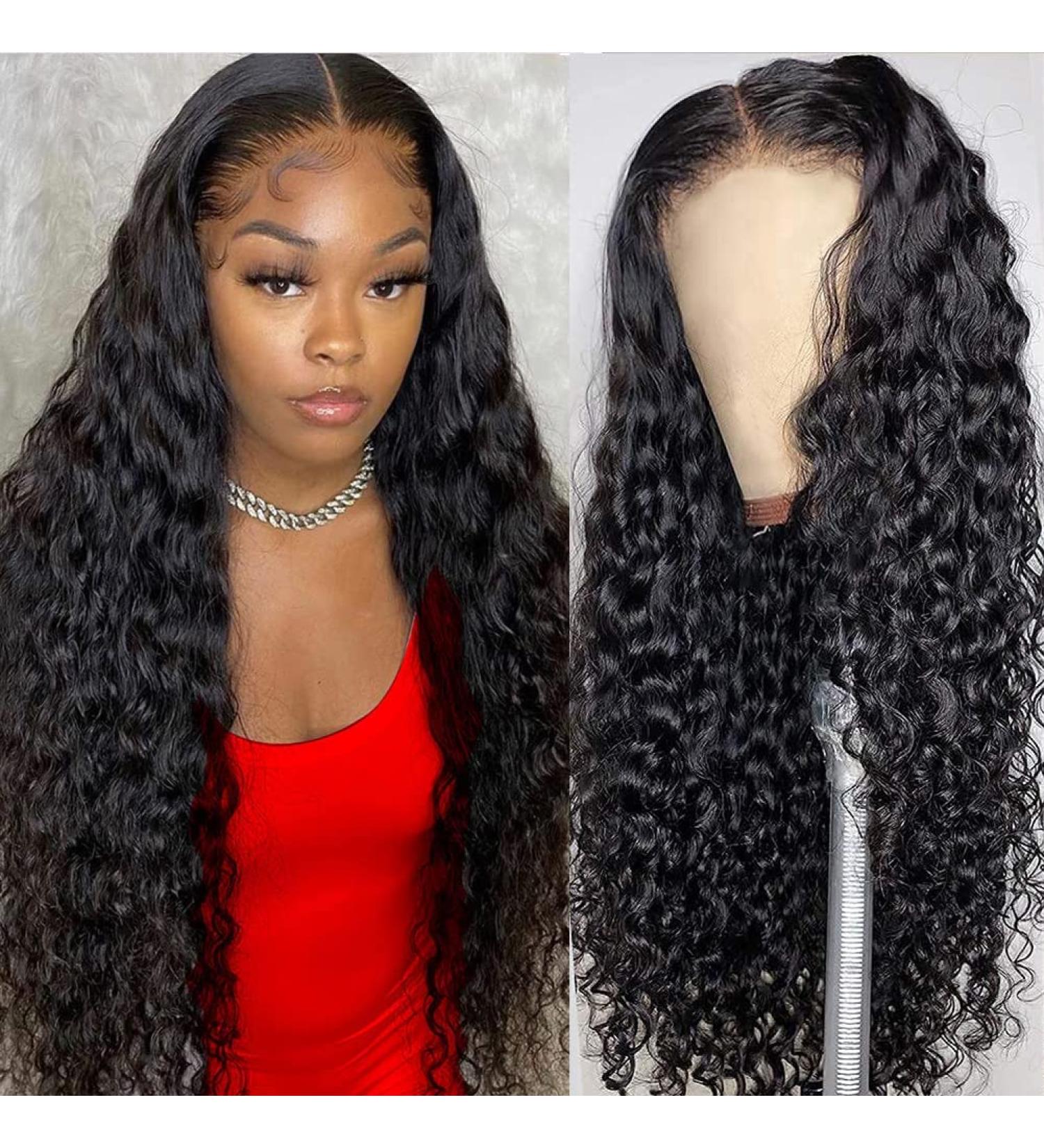 CHEETAHBEAUTY 30 Inch Deep Wave 13x6 HD Lace Front Wig | Brazilian 10A Grade Curly Human Hair Wig for Black Women - Pre Plucked with Baby Hair | 180% Density Natural Black - Buy Online on GoSupps.com