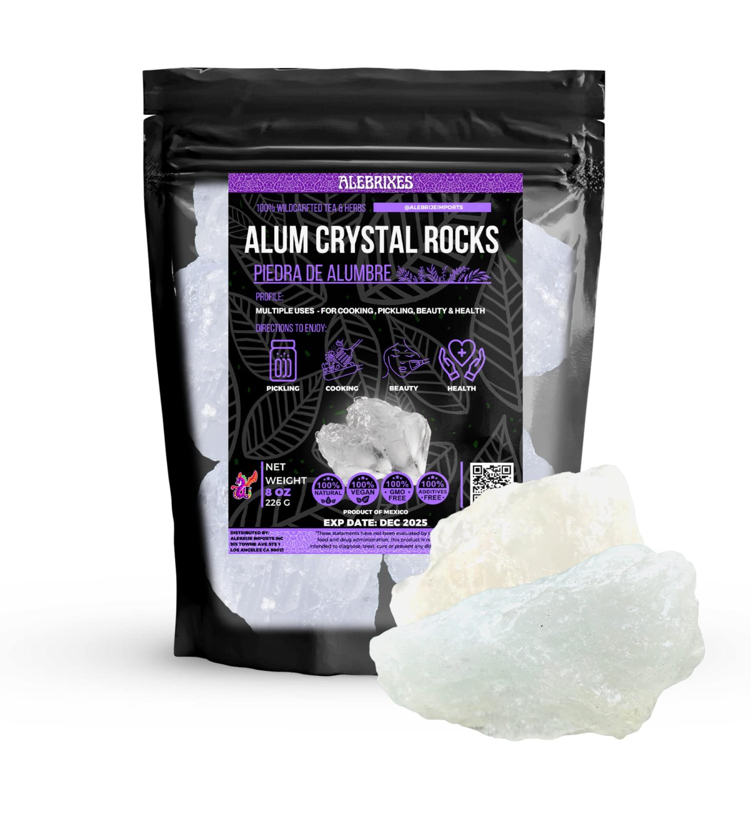 8 oz Alebrixes Alum Stone Rocks - White Alum Crystal Blocks for Natural Deodorant & Antiperspirant - Cooking, Beauty & Health - Buy Online on GoSupps.com