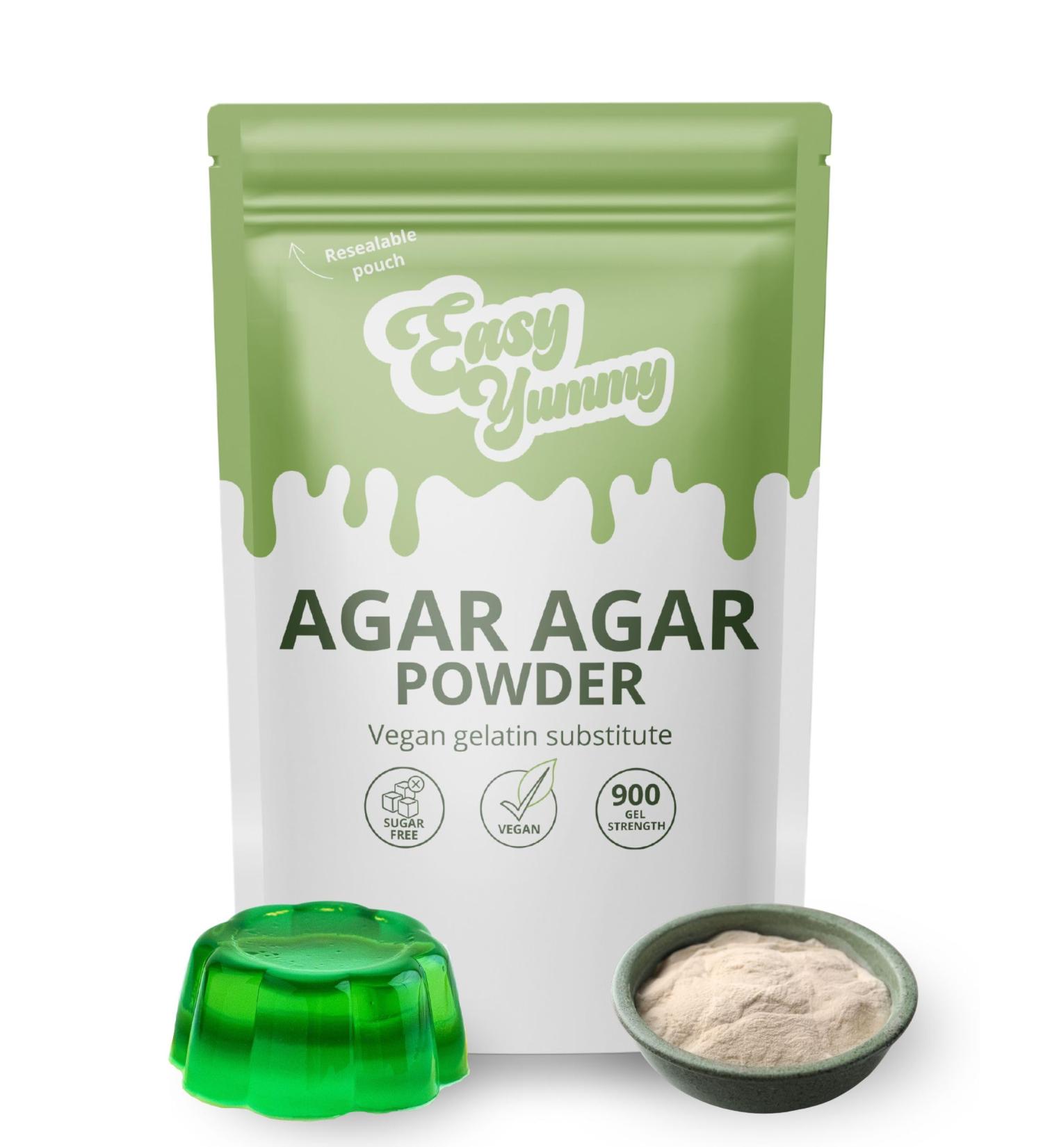Easy Yummy Agar Agar Powder (100g) - 100% Halal Vegan Gelatin for Delicious Desserts - Buy Online on GoSupps.com