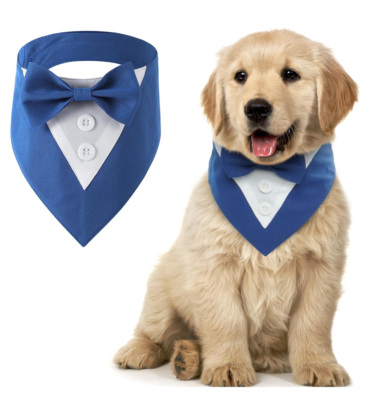 Maustlie Dog Smoking Bandana - Adjustable Triangle Scarf for Weddings & Parties - Blue (S) | Stylish Pet Attire - Buy Online on GoSupps.com