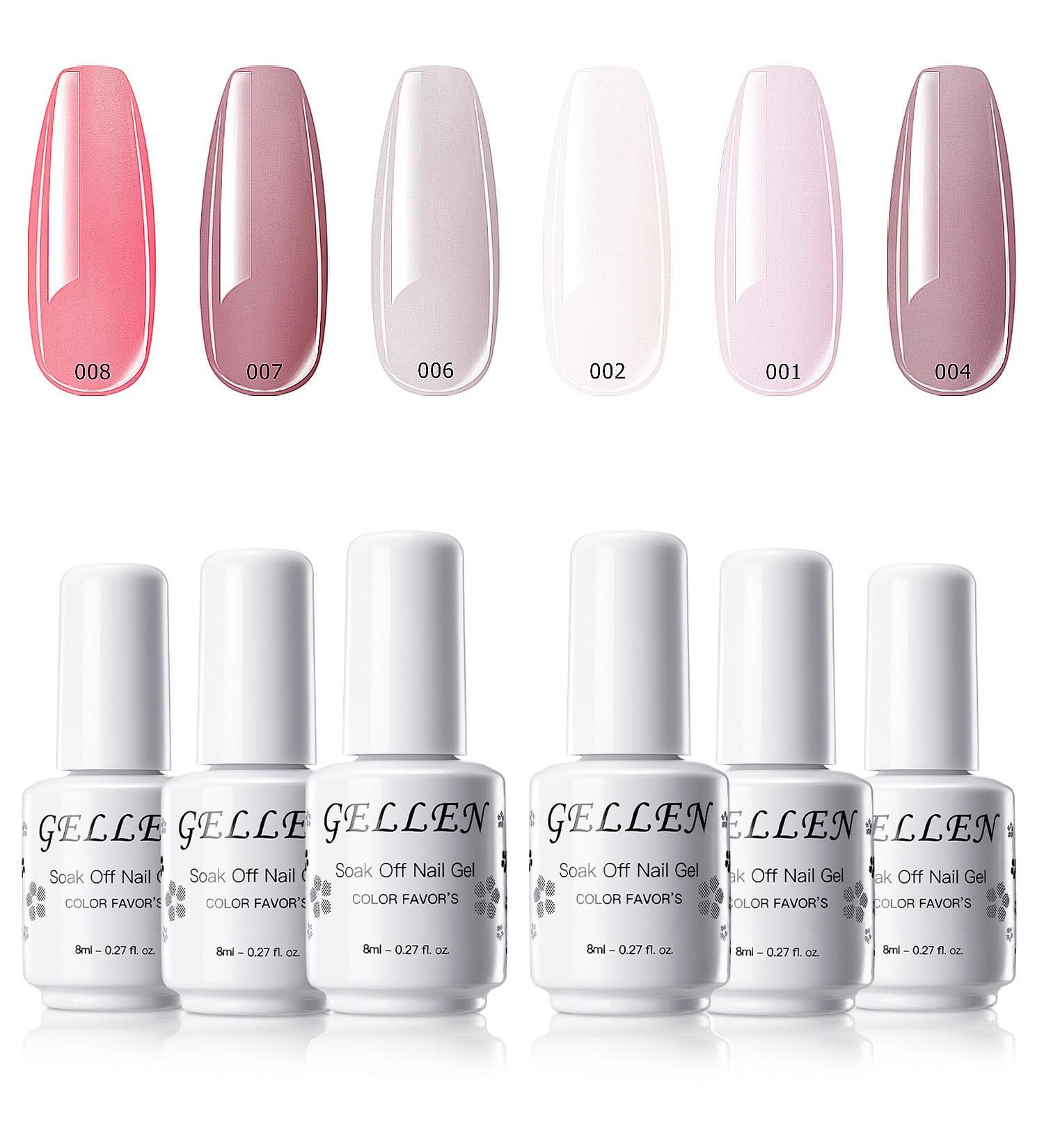 Gellen Gel Nail Polish Kit - Sheer Translucent Nude Jelly Gel Polish 6 Colors Set 8ml UV Nail Gel Nail Art Gift Box Gel Nail Polish Set for Spring Summer 0.27 fl oz Each - Buy Online on GoSupps.com