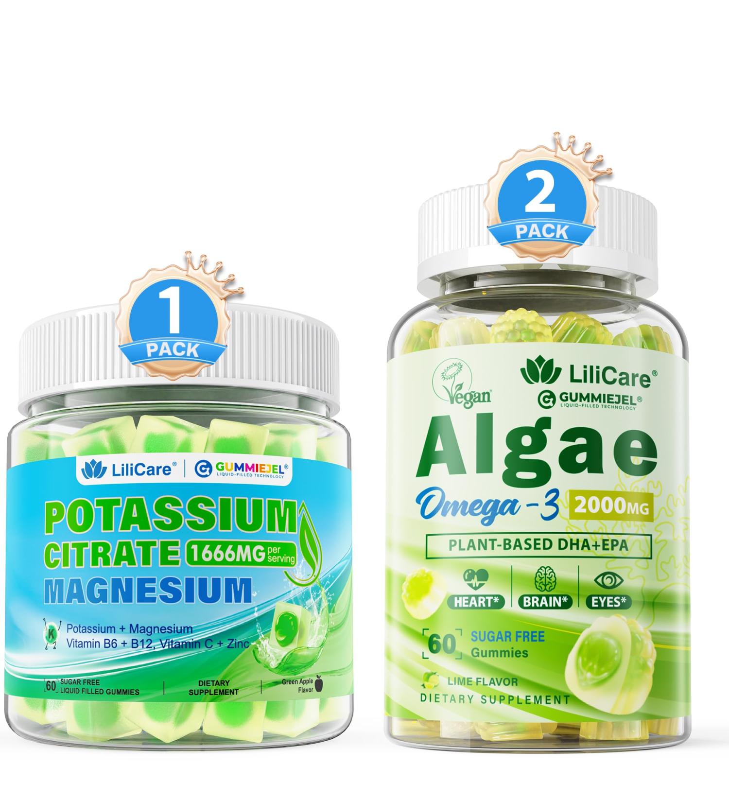 Omega 3 Gummies 2200mg Potassium Citrate Gummies 1666mg for Adults 3 Pack - Buy Online on GoSupps.com