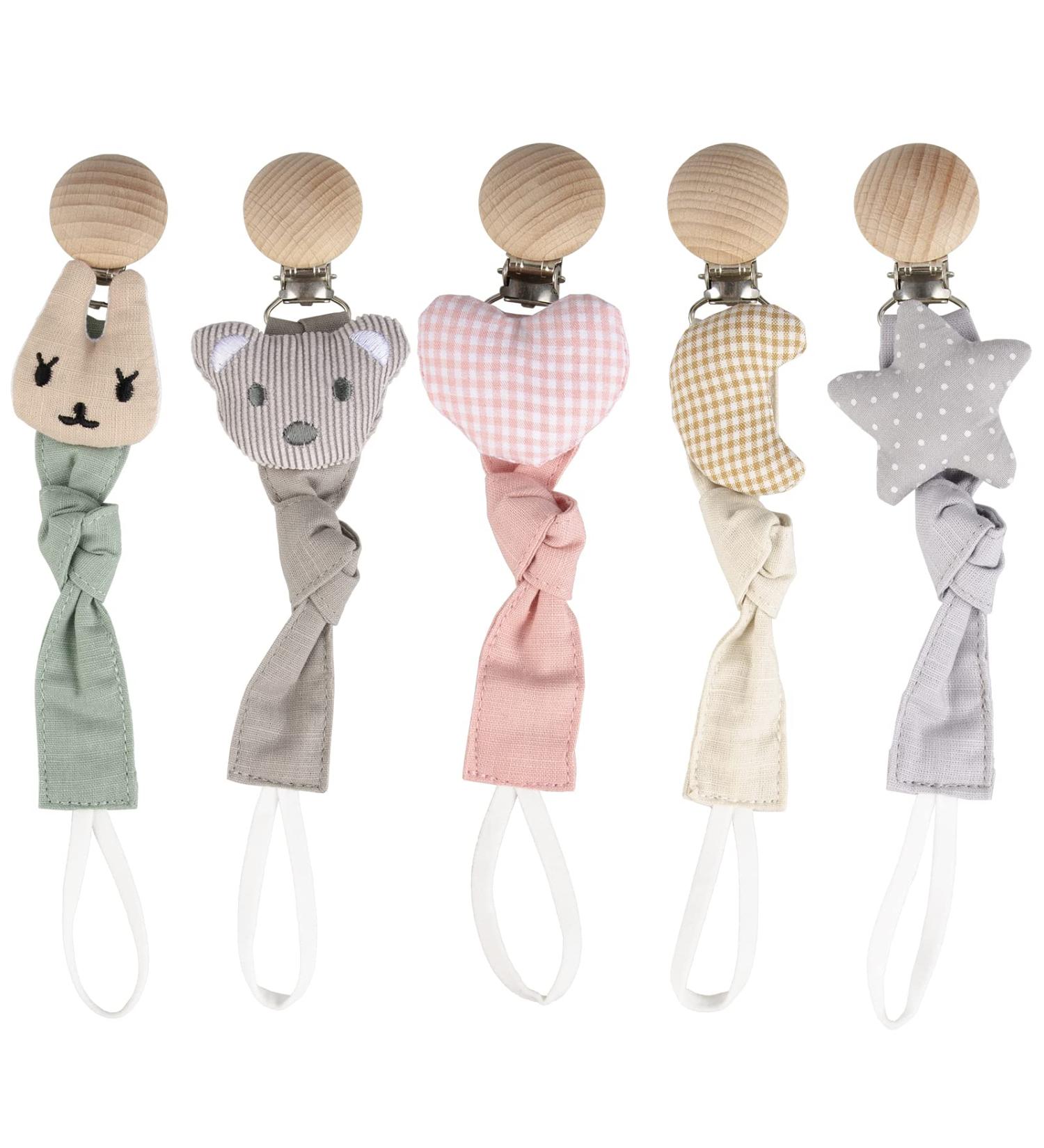 Pacifier Clips - 5 Pack Teething Beads Soothie Binky Holder for Baby Boys and Girls - Teether Toys Gift Idea for Toddlers - Buy Online on GoSupps.com