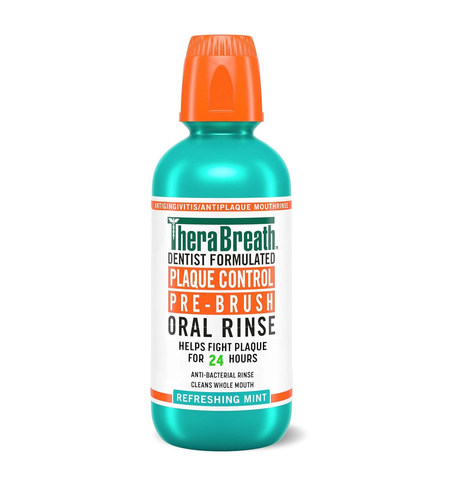 TheraBreath Plaque Control Pre-Brush Oral Rinse - Refreshing Mint - 16 Fl Oz. - Buy Online on GoSupps.com
