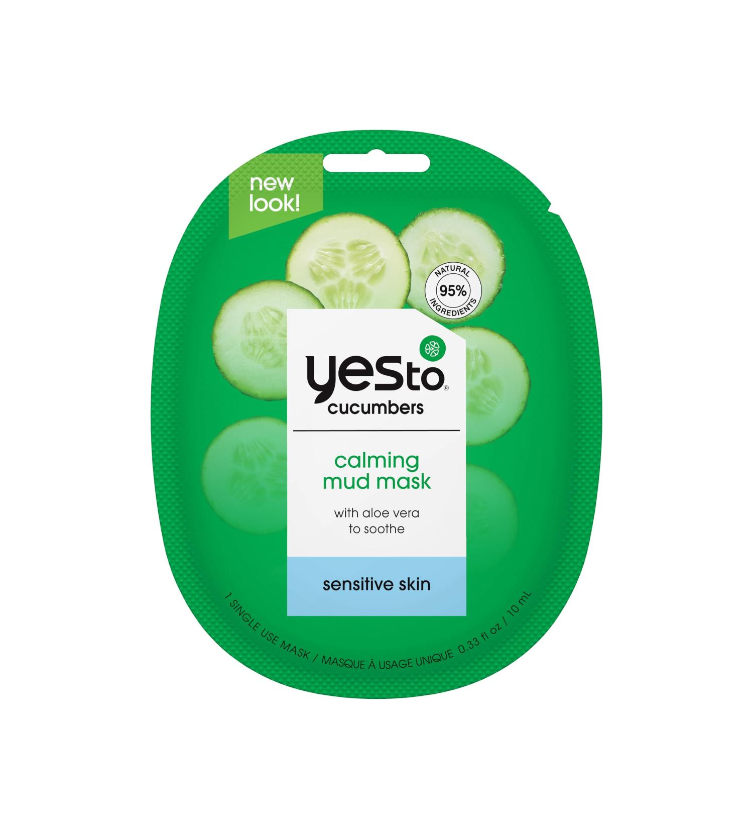 Yes ToCucumbers Calming Mud Mask with Aloe Vera for Sensitive Skin for Men Women and Teens No Paraben 3 Pack