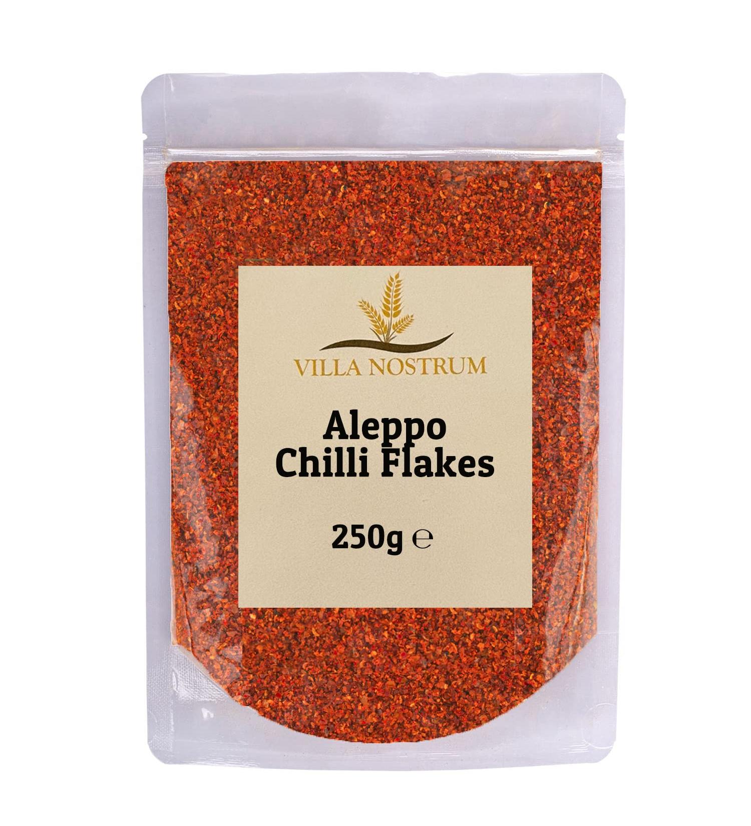 Aleppo Chilli Flakes (Pul Biber) 250g - Crushed Red Pepper Flakes Cooking Spice Premium Quality by Villa Nostrum