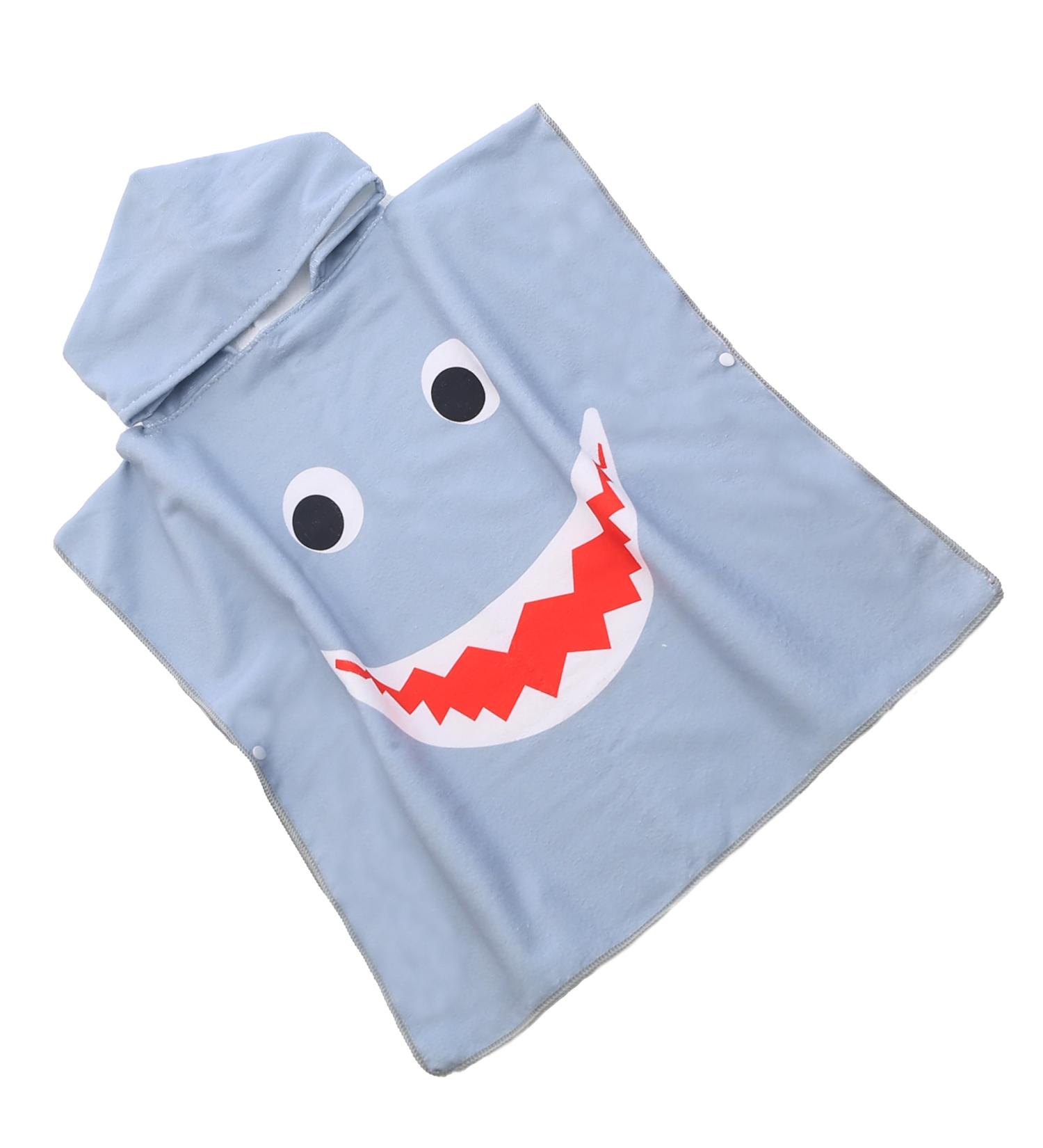 FEBE Bath Poncho Children Bath Towel With Hood Bathrobe for Toddler Smiley